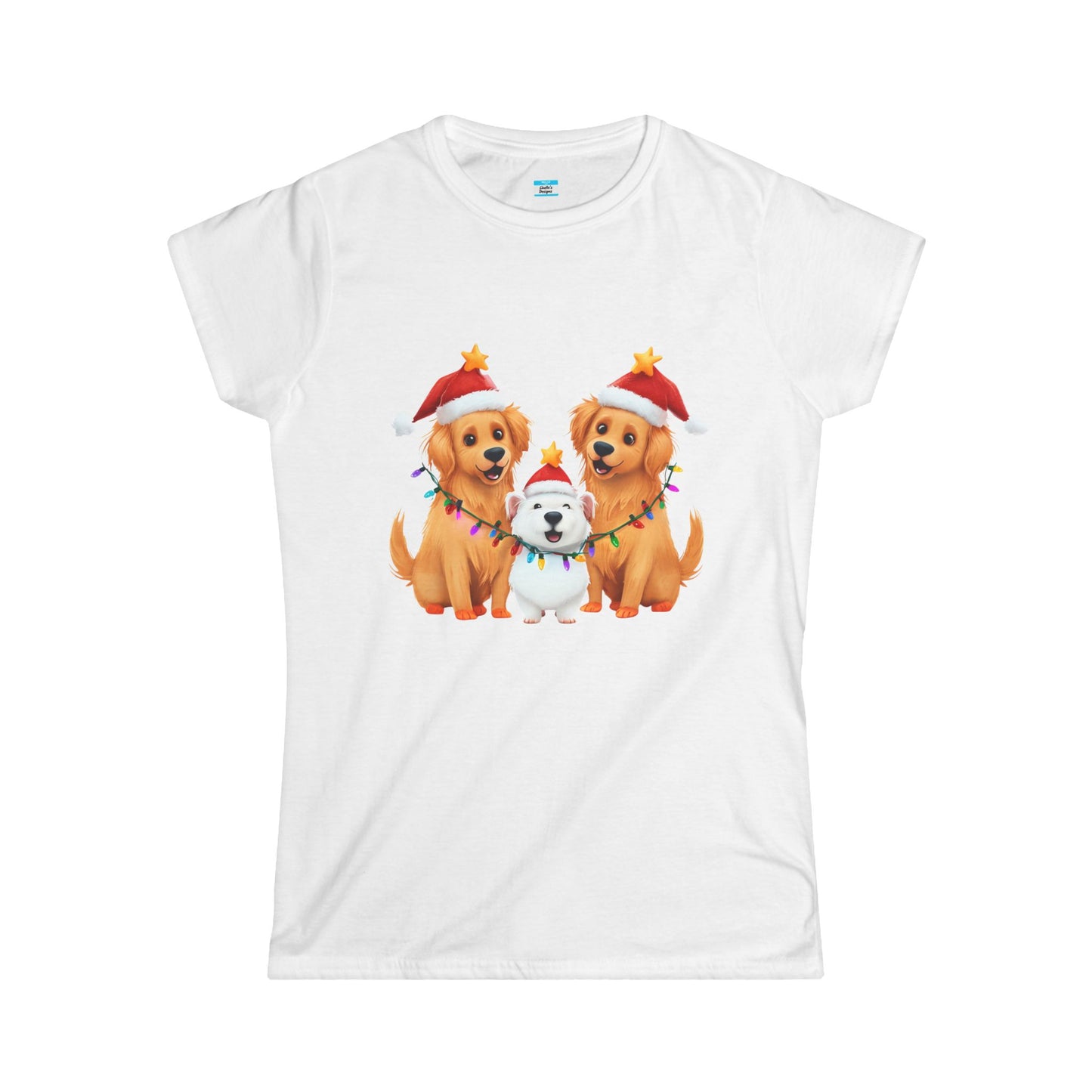 Christmas Dogs T-Shirt β Cute Santa Hat & Holiday Lights Puppy Tee