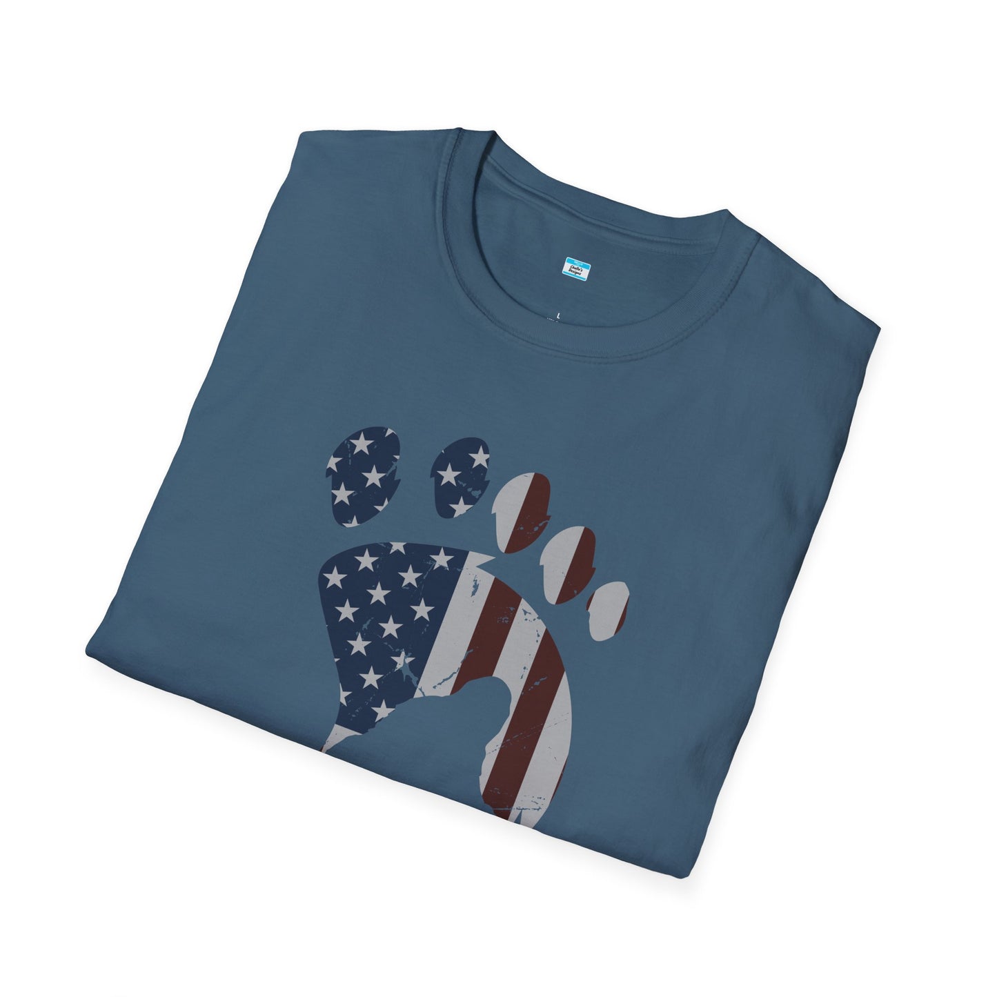 Patriotic Bigfoot Footprint T-Shirt, American Flag Sasquatch USA Tee
