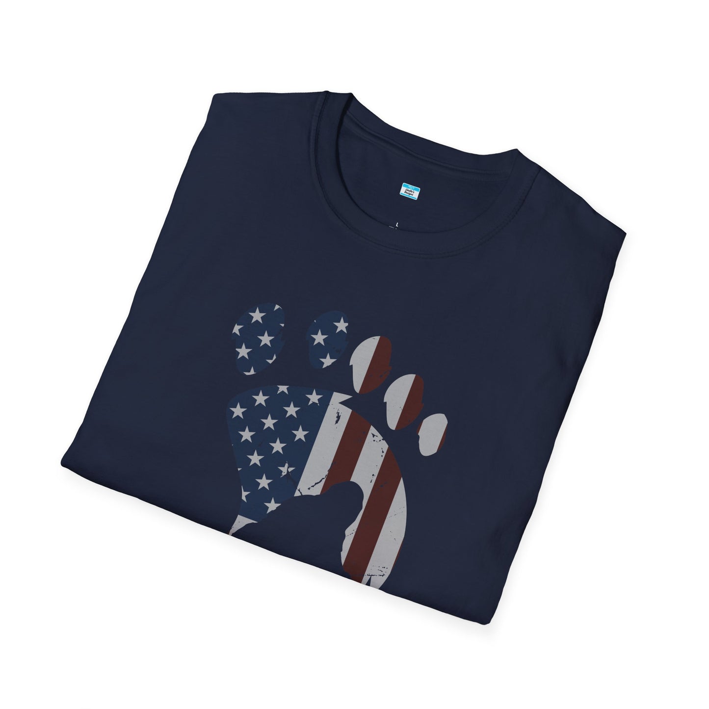 Patriotic Bigfoot Footprint T-Shirt, American Flag Sasquatch USA Tee