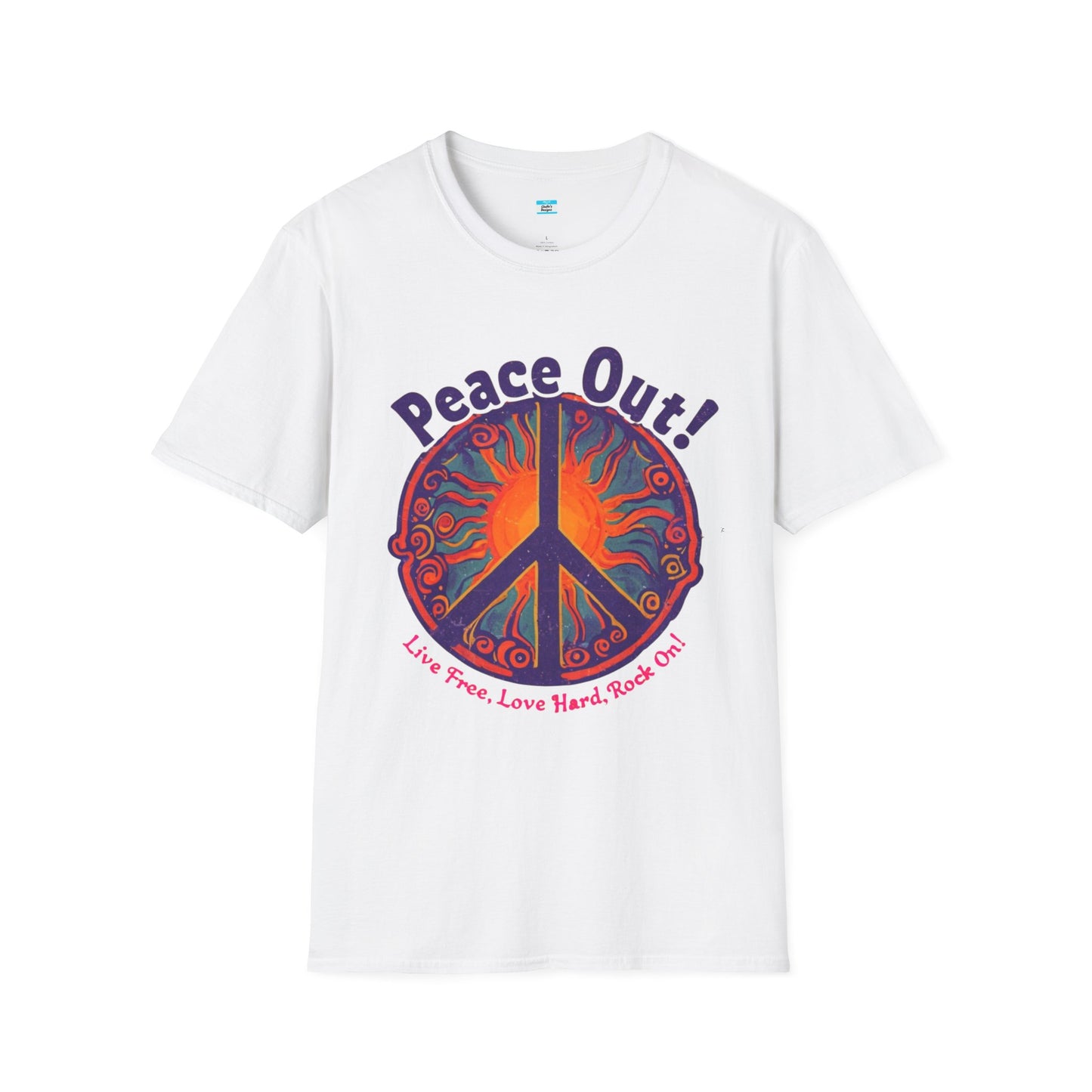 Peace Out! T-Shirt – Psychedelic Sun & Peace Sign Retro Rock Tee