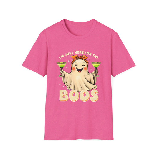 I’m Just Here for the Boos T-Shirt – Funny Halloween Ghost Drinking Tee