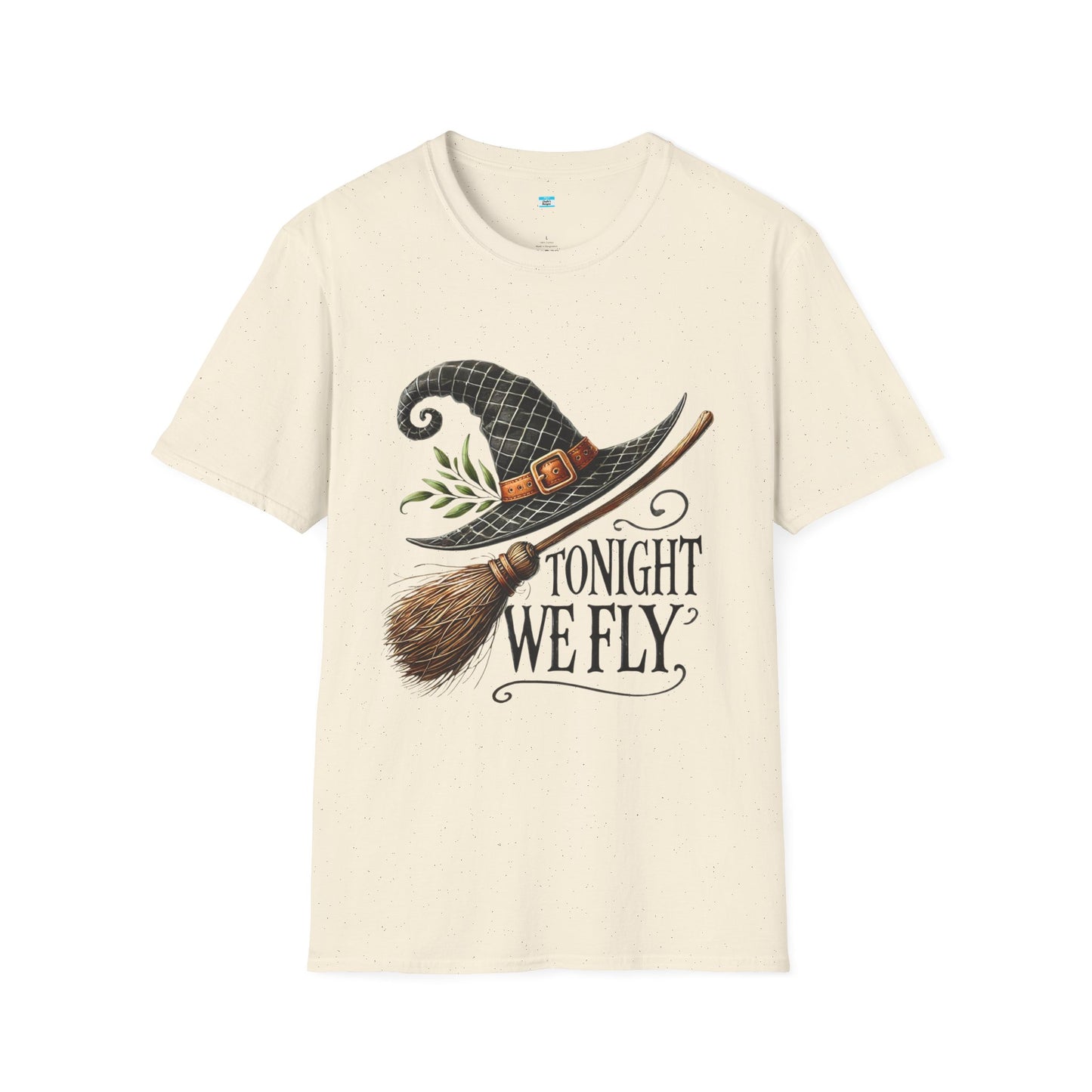 Tonight We Fly T-Shirt – Witch Hat and Broom Graphic Tee, Halloween Witchy Shirt