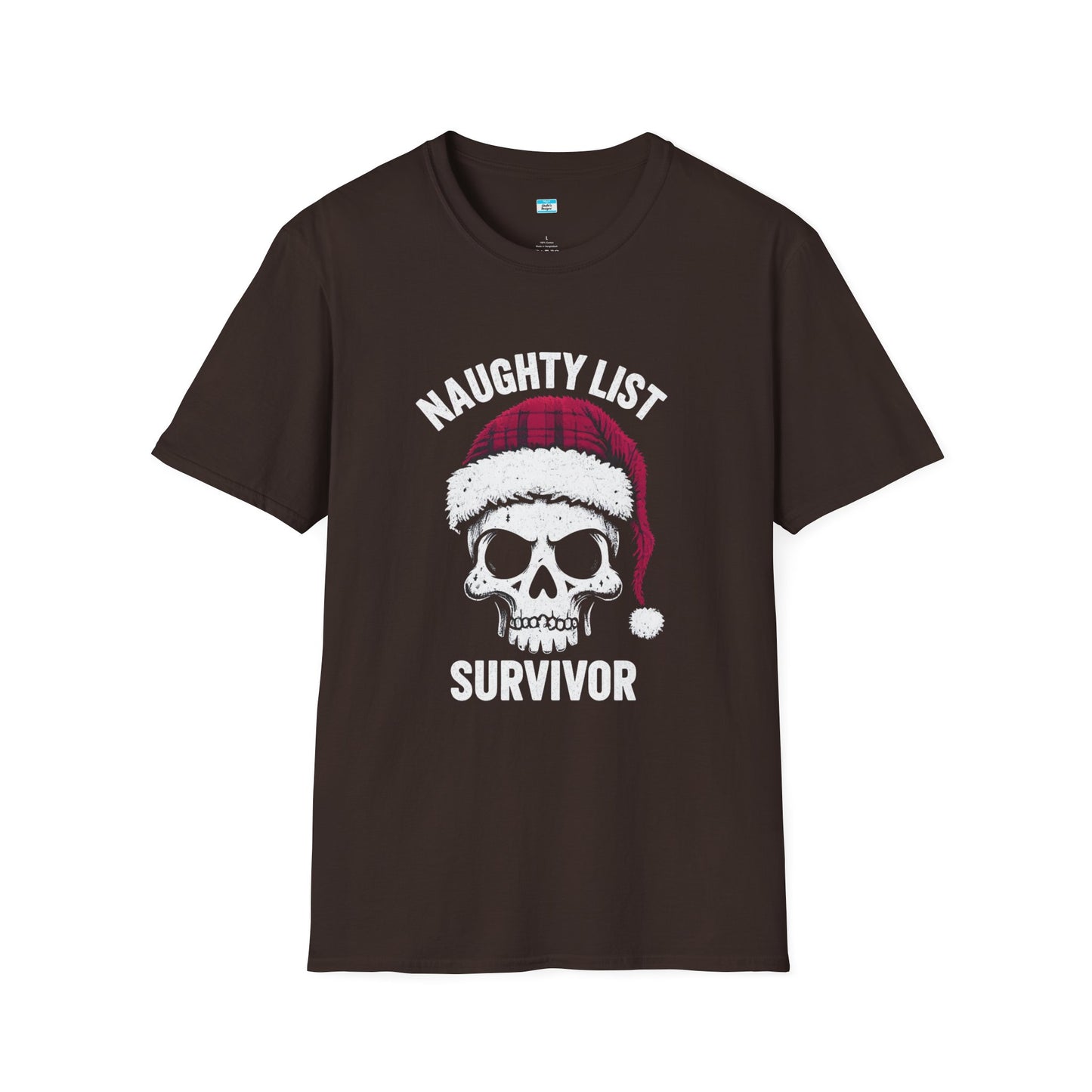 Naughty List Survivor T-Shirt β Funny Christmas Skull Santa Hat Tee