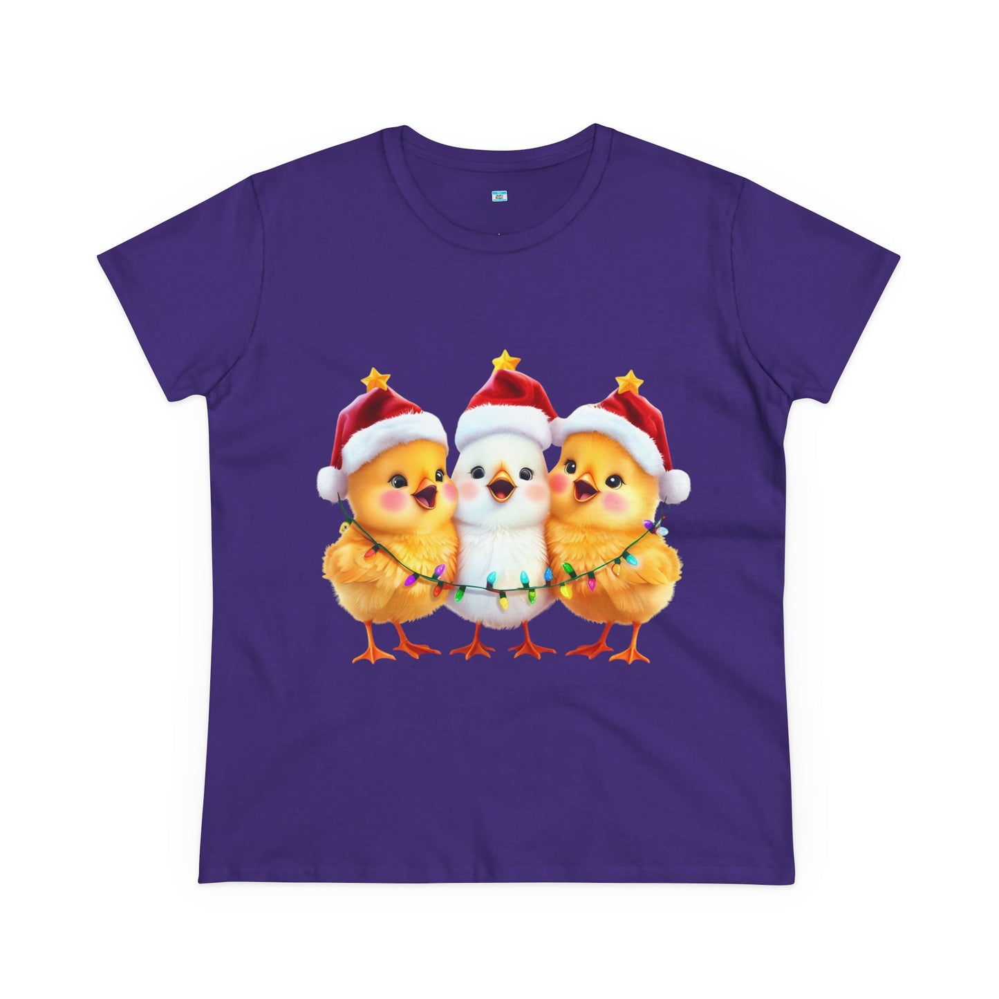 Christmas Chicks T-Shirt β Cute Santa Hat & Holiday Lights Farm Animal Tee