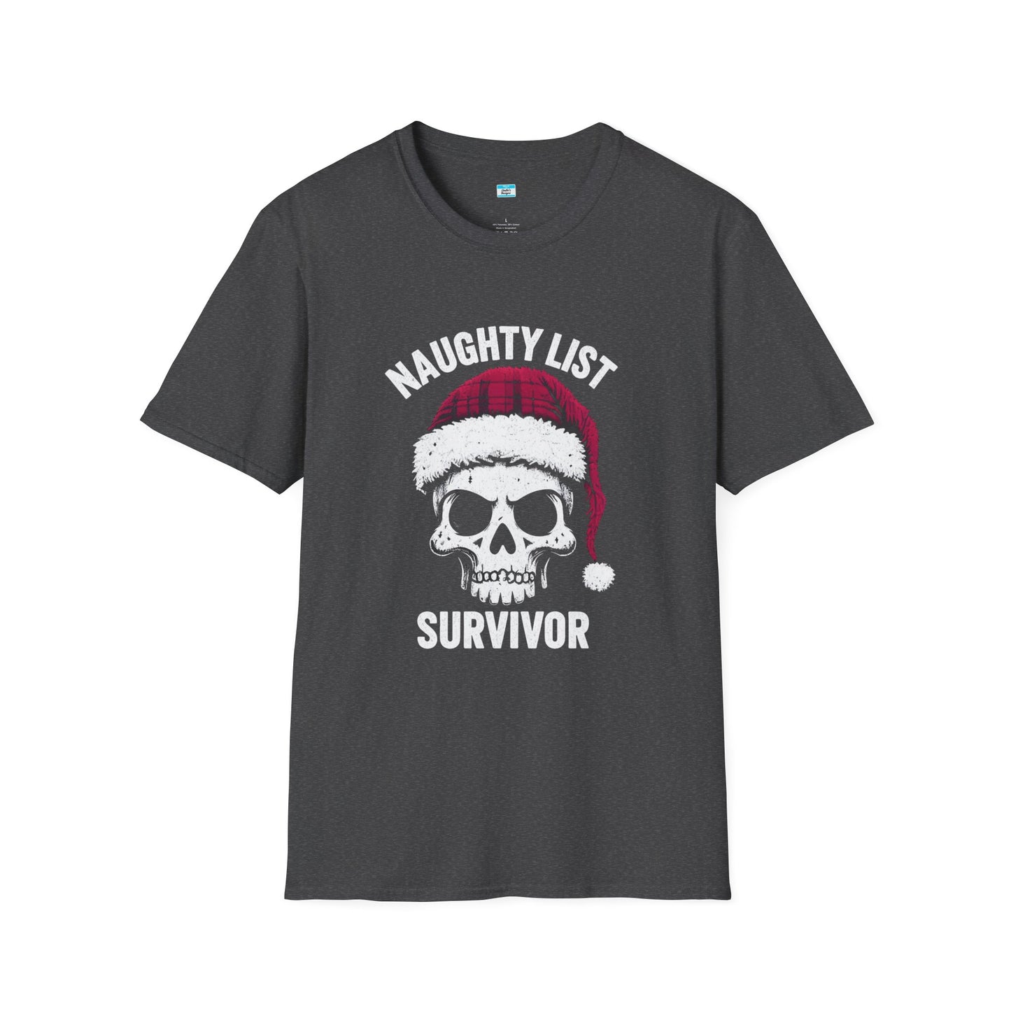 Naughty List Survivor T-Shirt β Funny Christmas Skull Santa Hat Tee