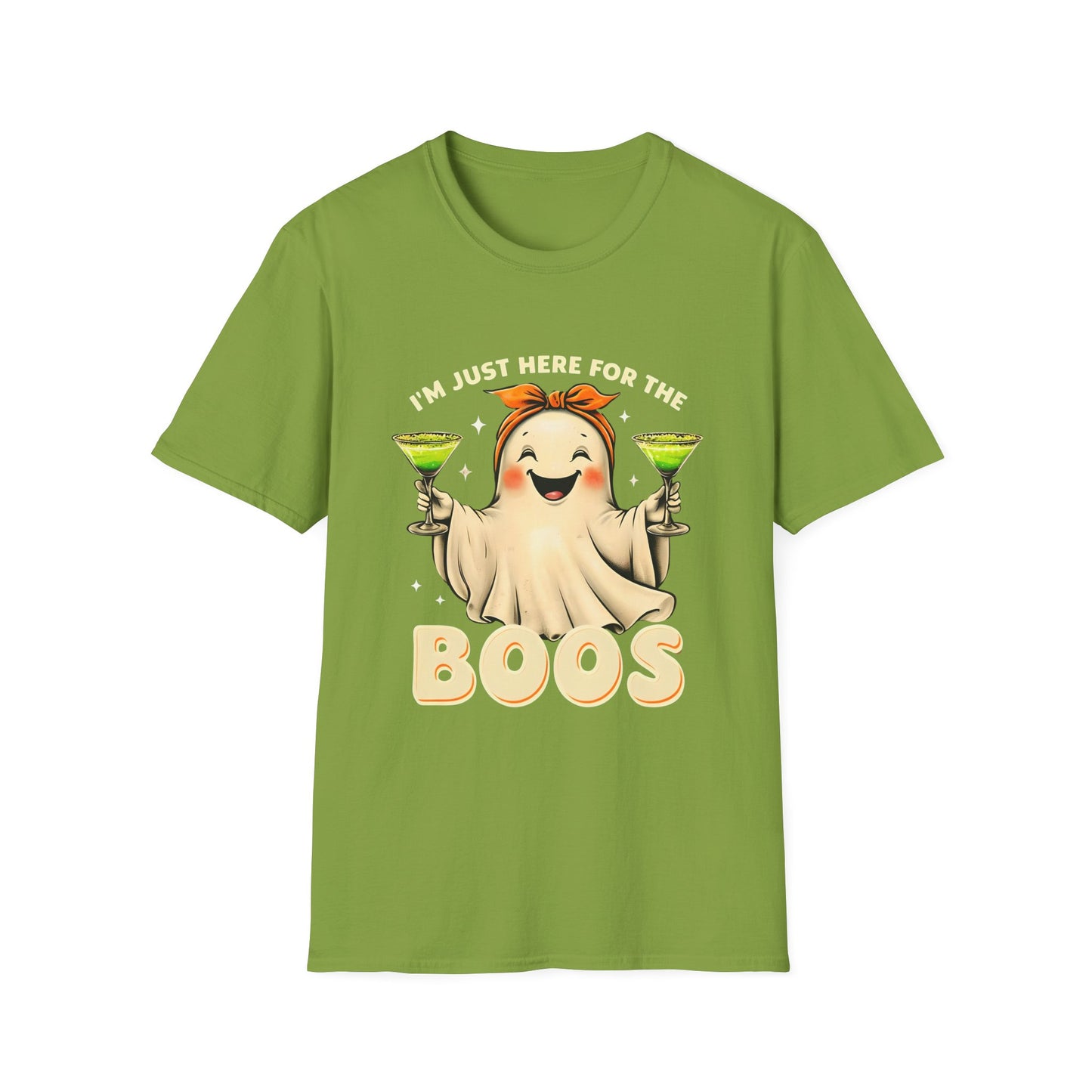 I’m Just Here for the Boos T-Shirt – Funny Halloween Ghost Drinking Tee