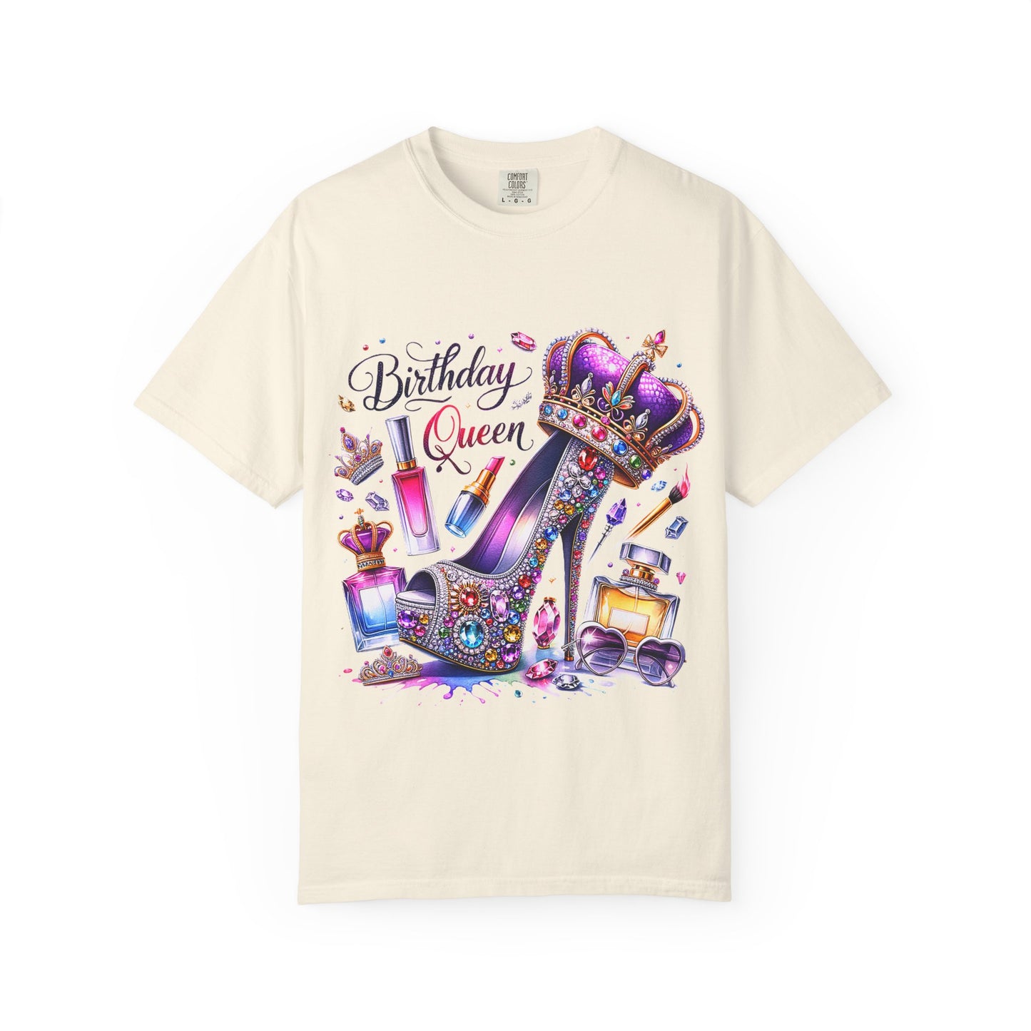 Birthday Queen T-Shirt – Glam Sparkly High Heel & Crown Birthday Outfit