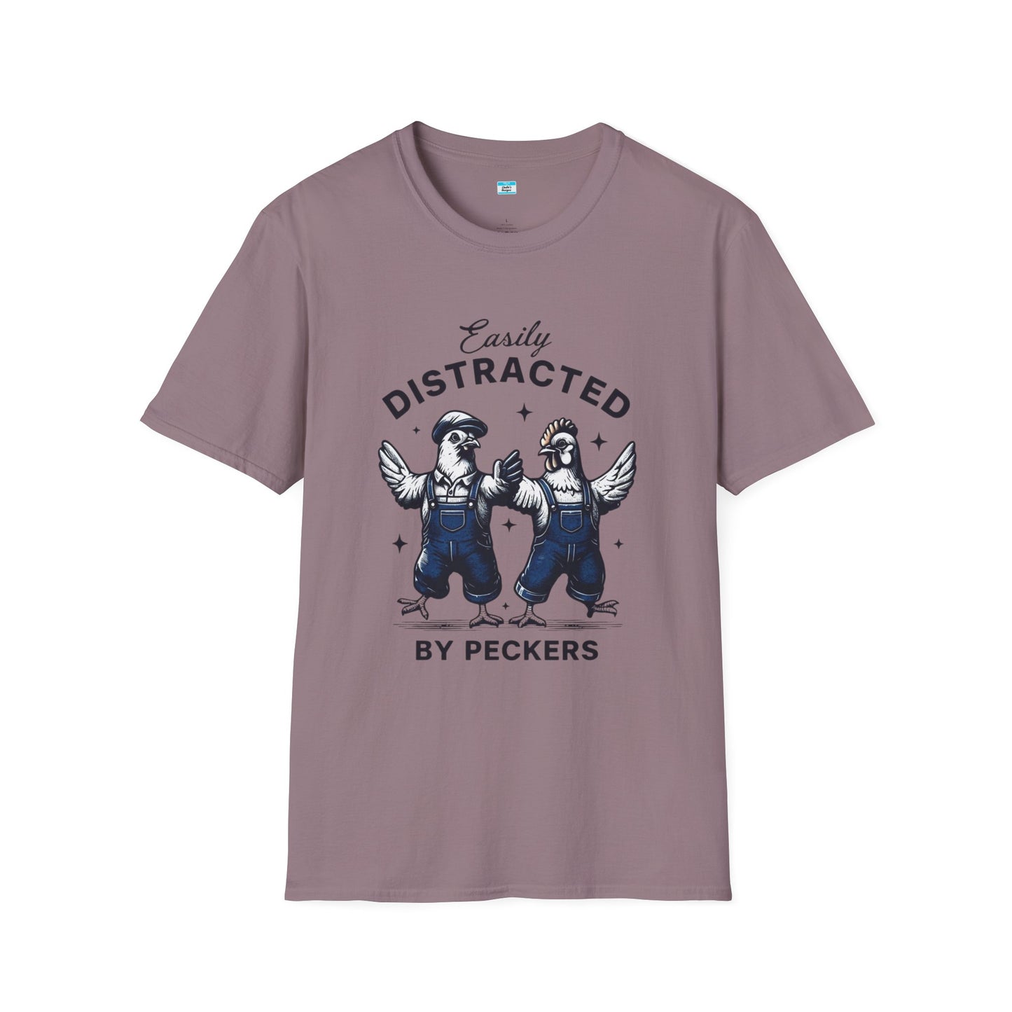 Easily Distracted by Peckers T-Shirt – Funny Chicken Graphic Tee, Farm Animal Humor Shirt