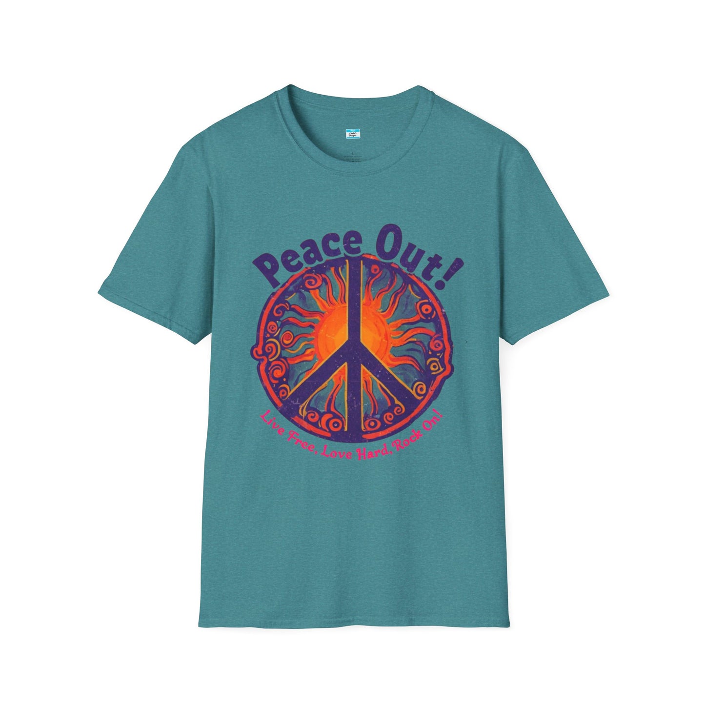 Peace Out! T-Shirt – Psychedelic Sun & Peace Sign Retro Rock Tee