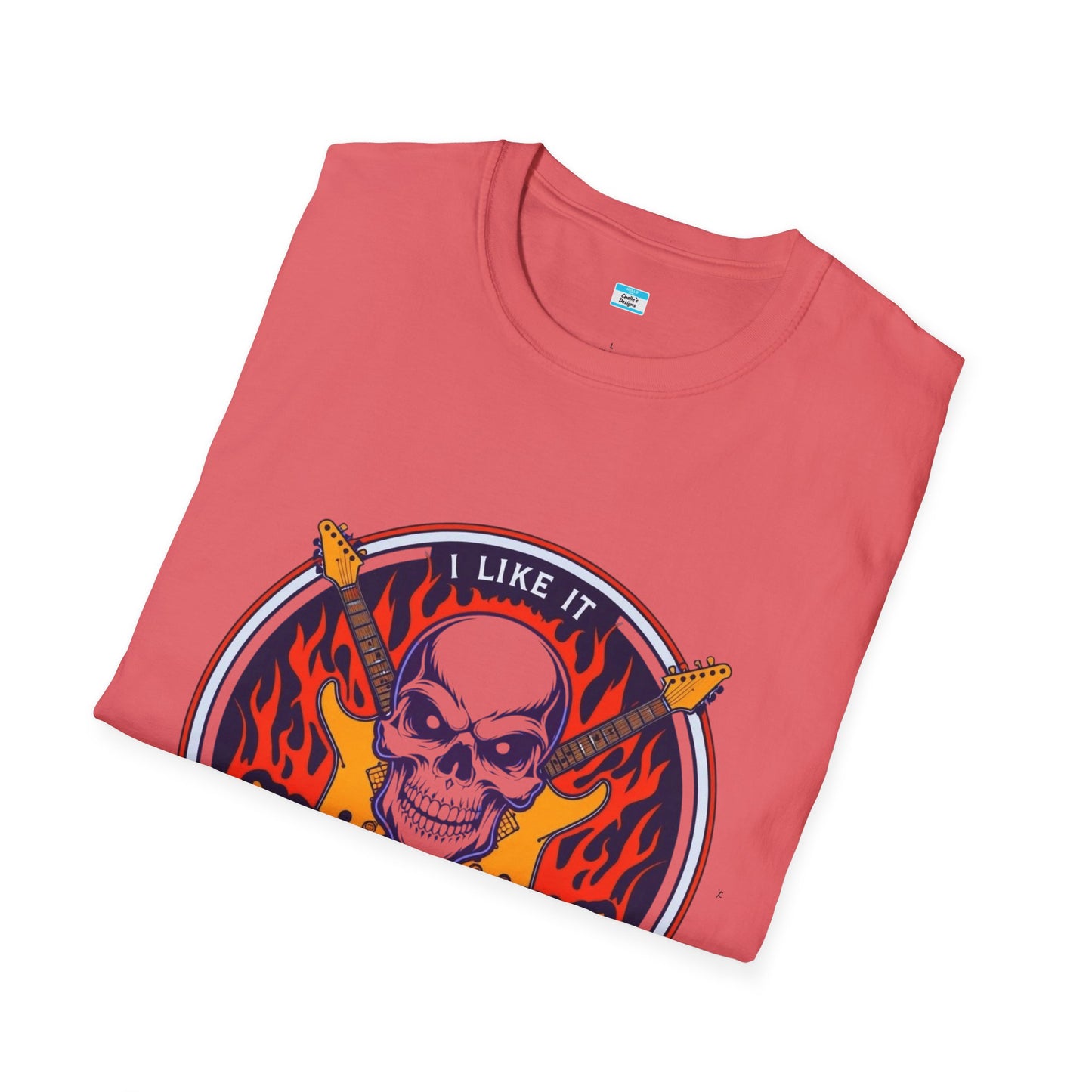 I Like It Heavy T-Shirt – Skull, Flames & Guitars Heavy Metal Rock Tee