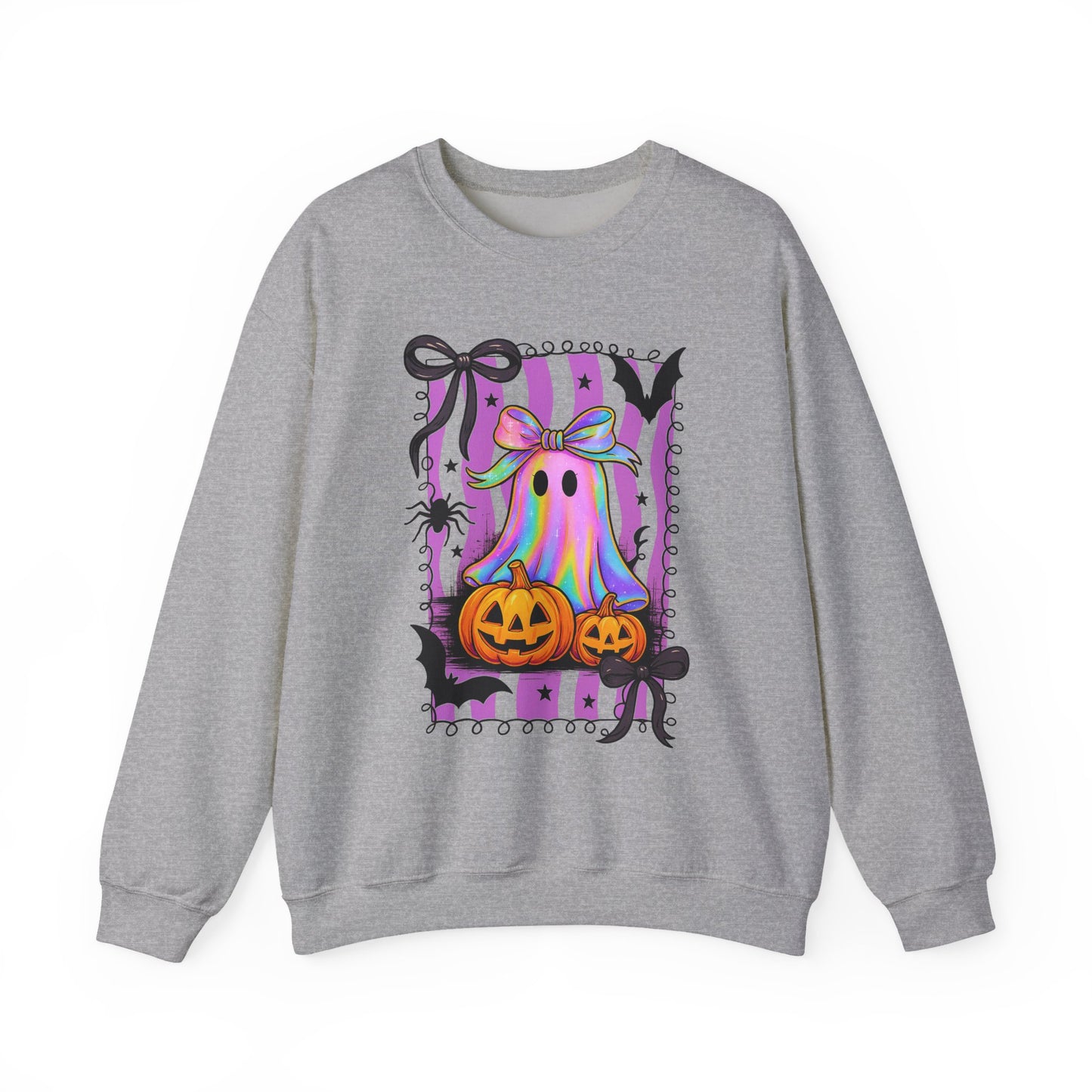 Pastel Ghost Halloween Sweatshirt | Kawaii Spooky Cute Oversized Crewneck with Pumpkins