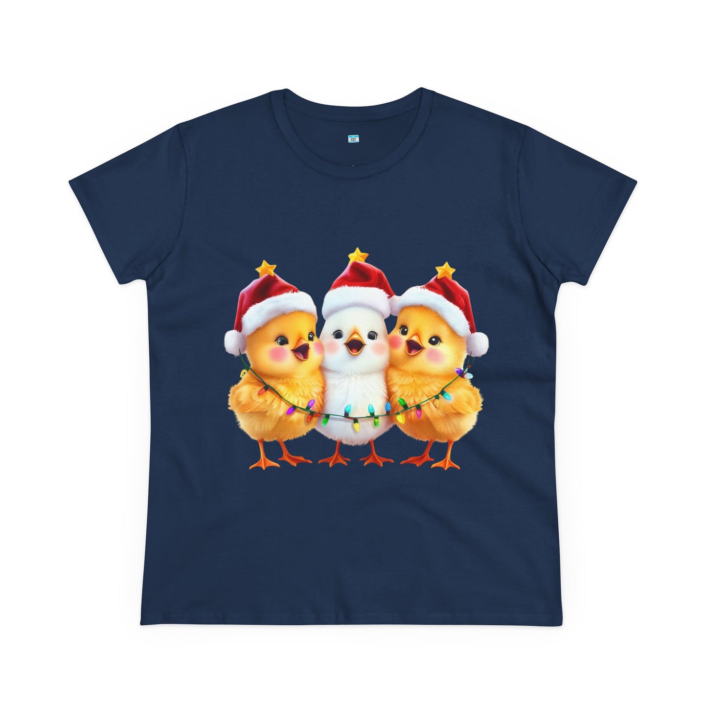 Christmas Chicks T-Shirt β Cute Santa Hat & Holiday Lights Farm Animal Tee