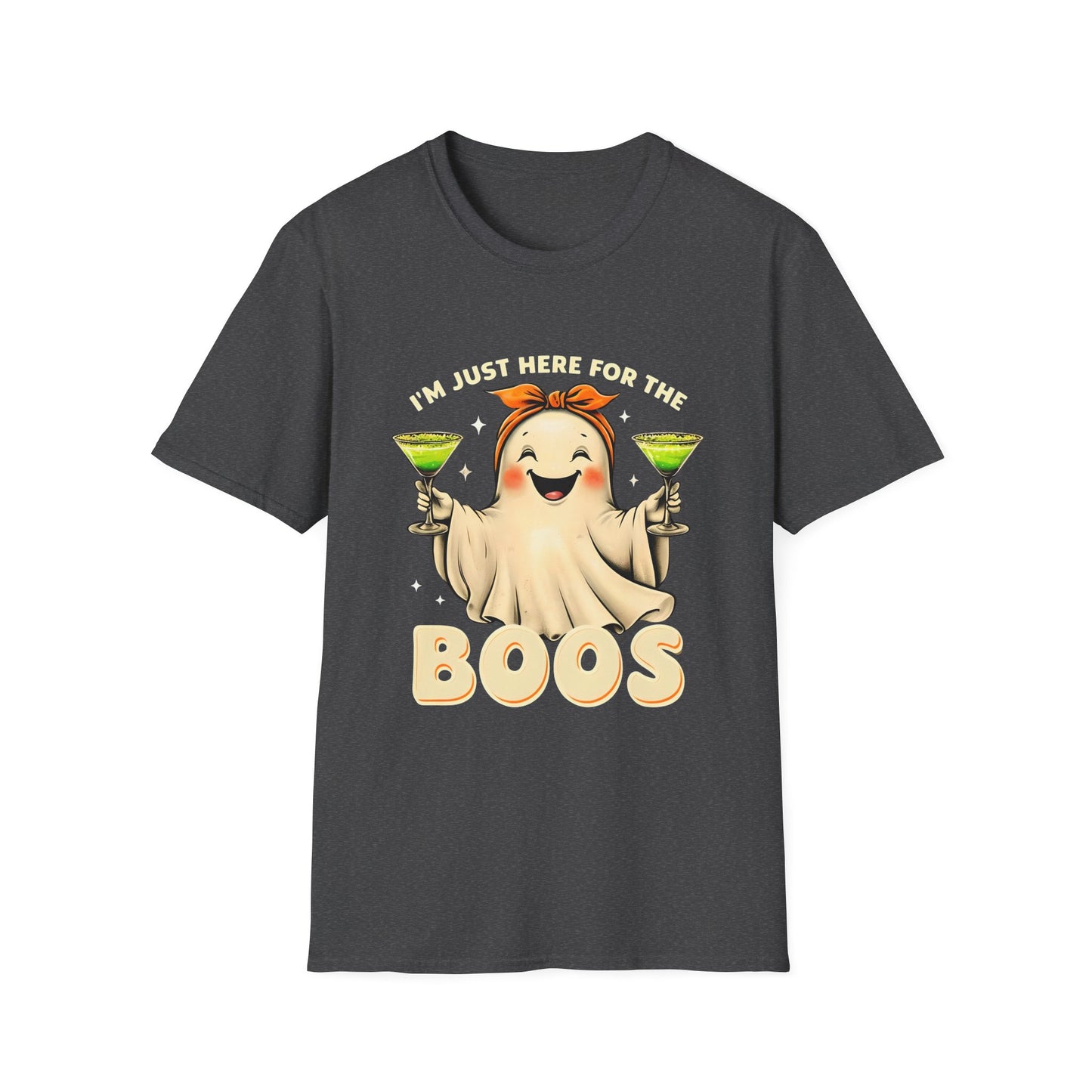 I’m Just Here for the Boos T-Shirt – Funny Halloween Ghost Drinking Tee