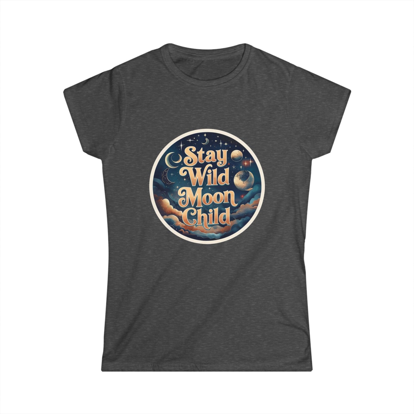 Stay Wild Moon Child T-Shirt - Retro Celestial Graphic Tee for Women, Moon Phases Shirt, Spiritual Boho Aesthetic Tee
