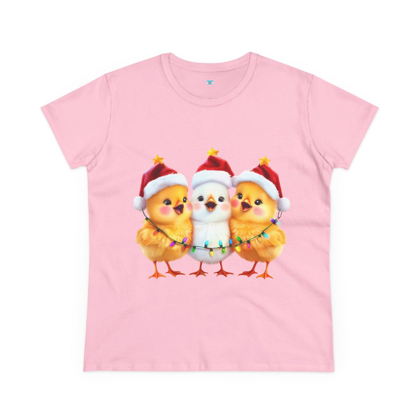 Christmas Chicks T-Shirt β Cute Santa Hat & Holiday Lights Farm Animal Tee