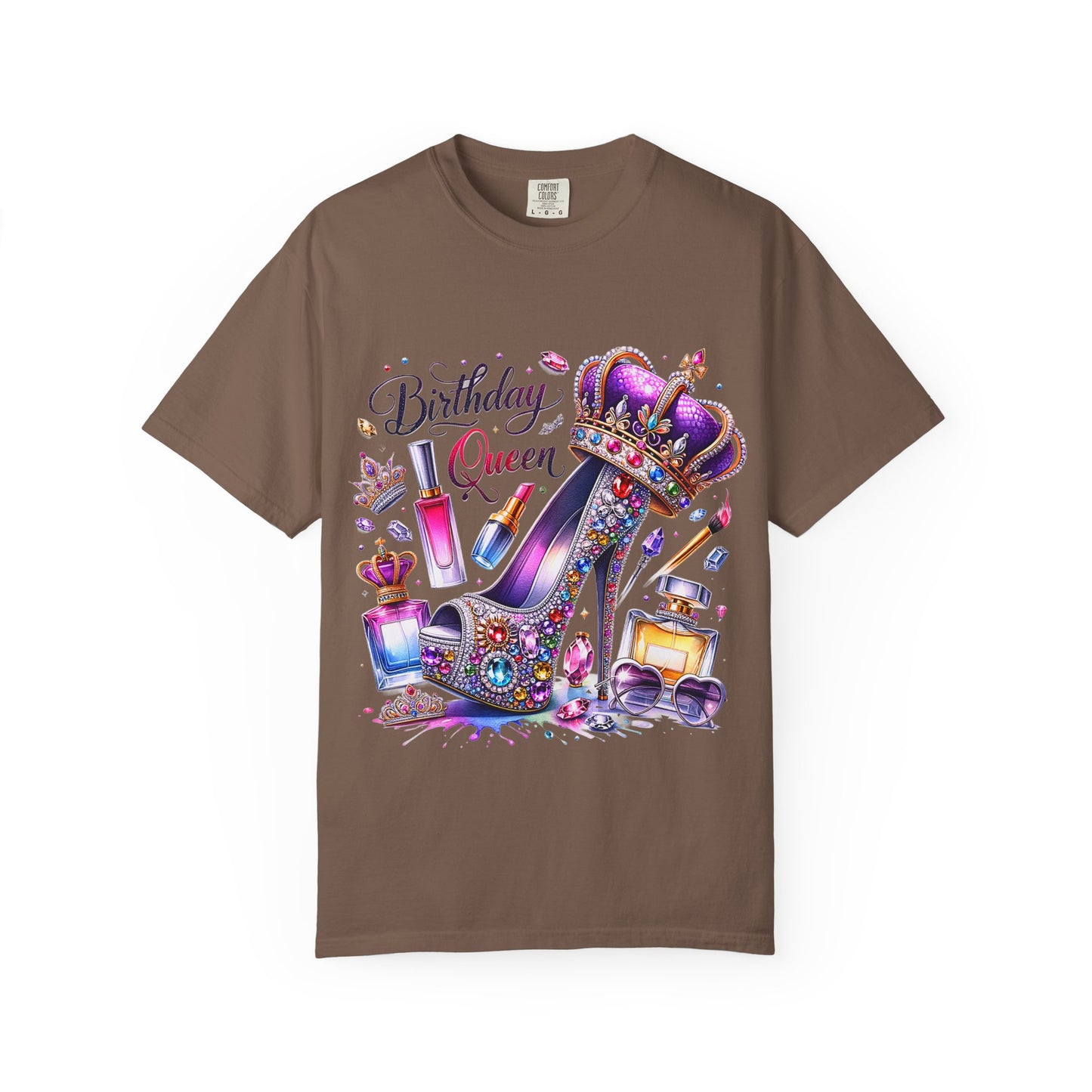 Birthday Queen T-Shirt – Glam Sparkly High Heel & Crown Birthday Outfit