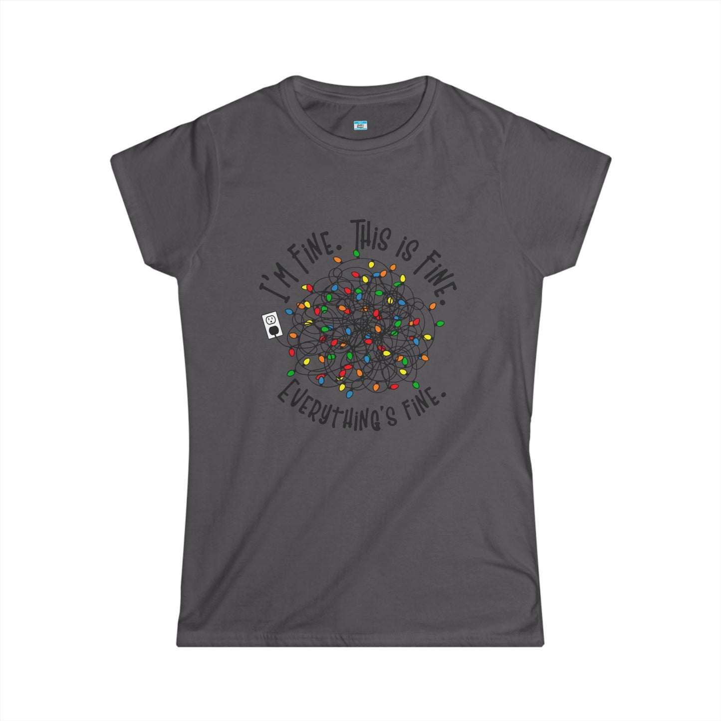 I’m Fine This Is Fine Everything’s Fine T-Shirt – Funny Tangled Christmas Lights Tee