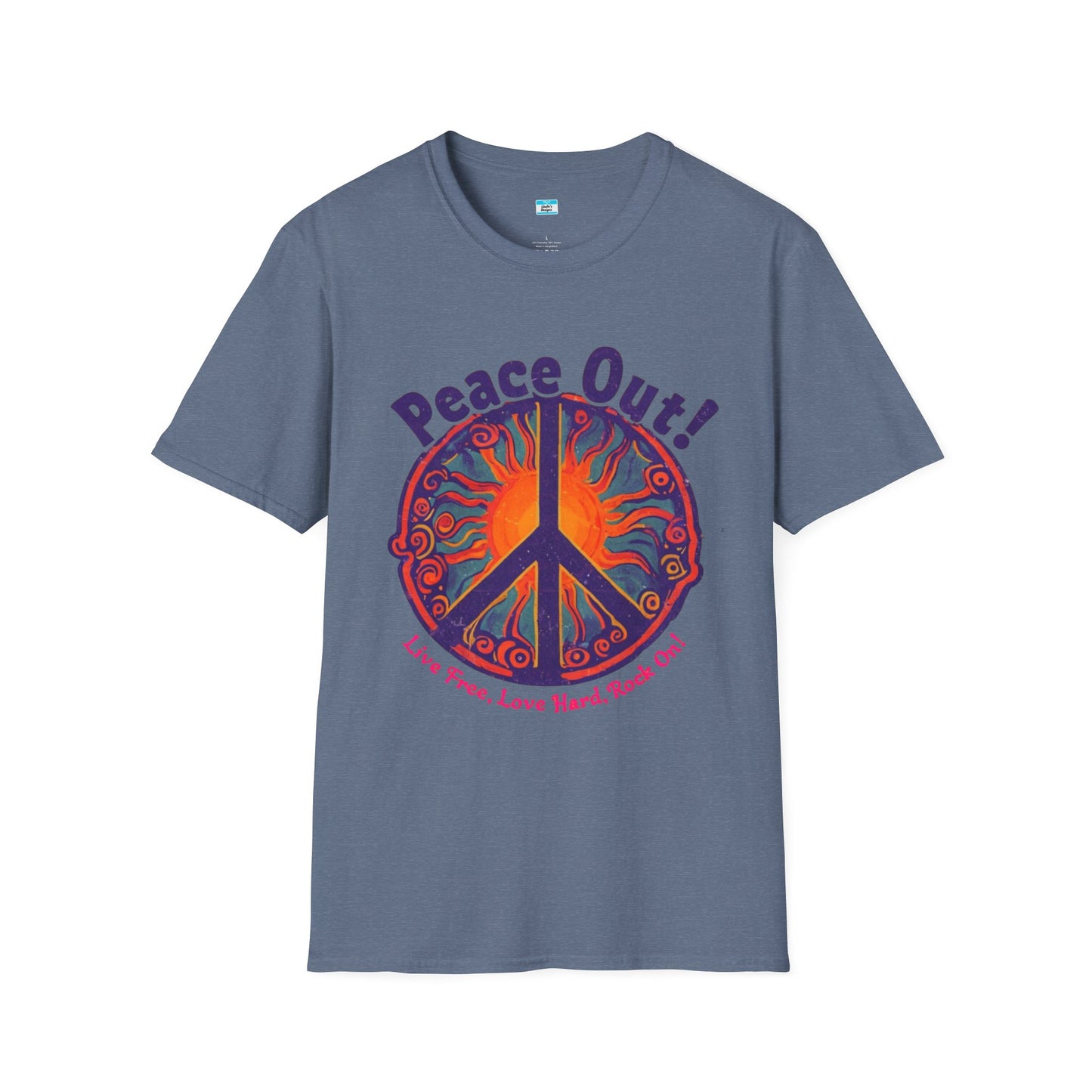 Peace Out! T-Shirt – Psychedelic Sun & Peace Sign Retro Rock Tee