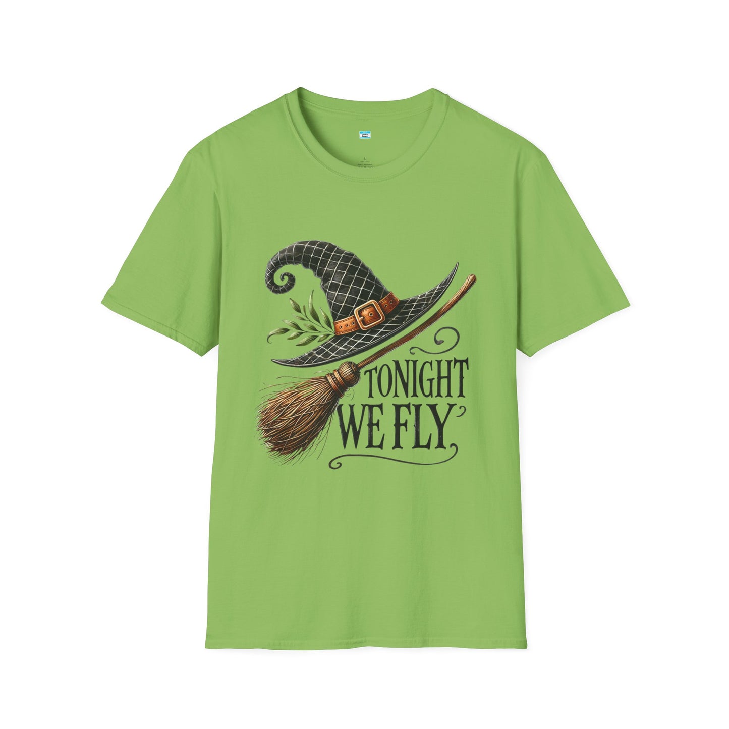 Tonight We Fly T-Shirt – Witch Hat and Broom Graphic Tee, Halloween Witchy Shirt