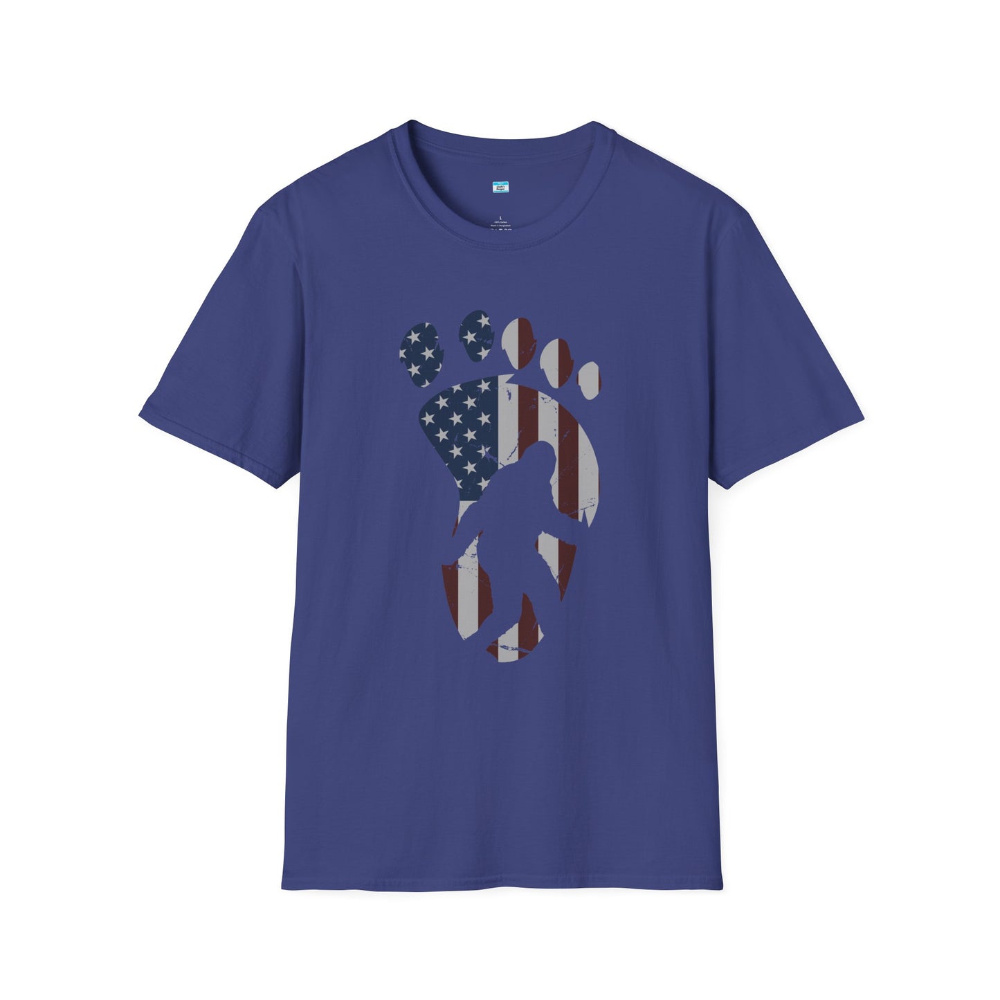 Patriotic Bigfoot Footprint T-Shirt, American Flag Sasquatch USA Tee