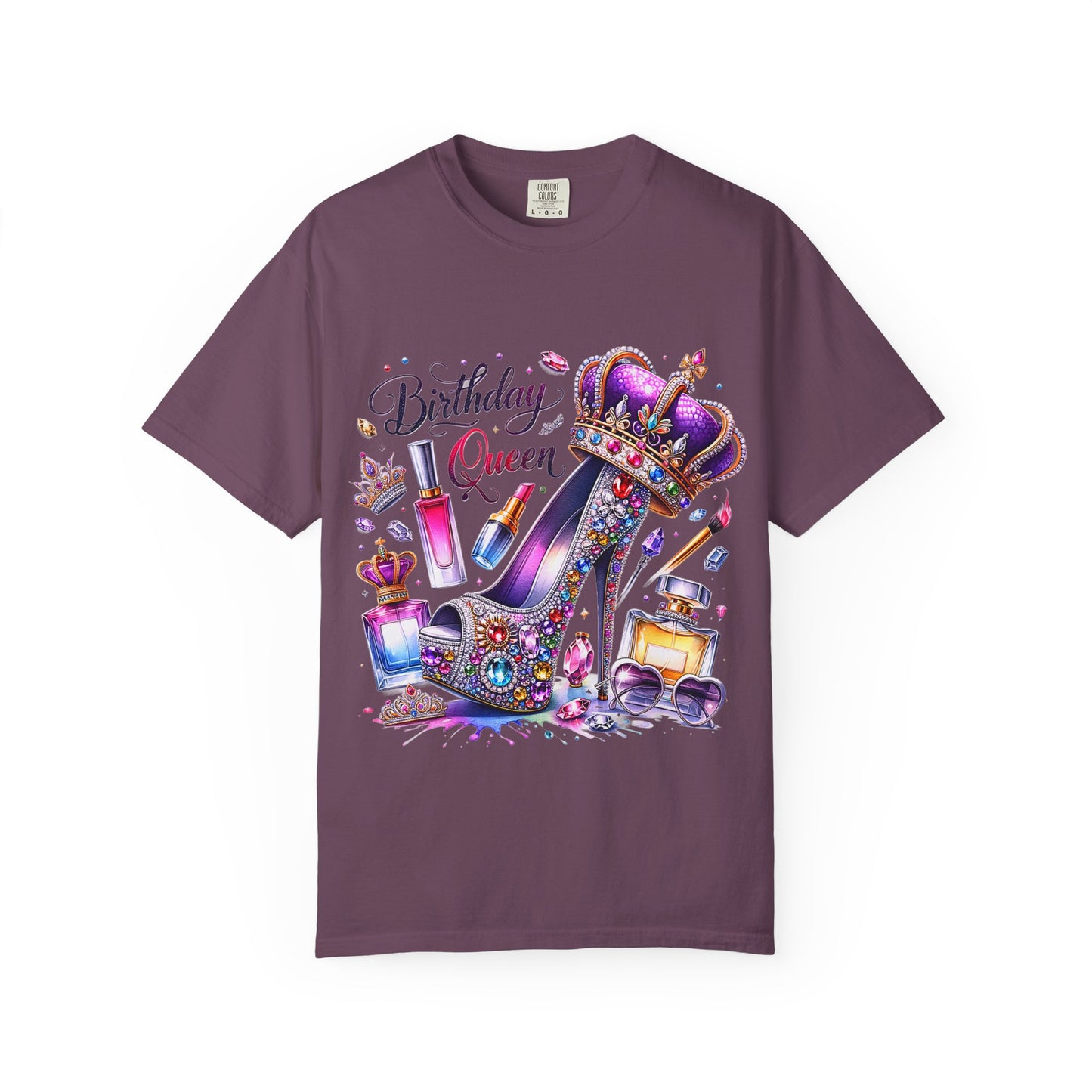Birthday Queen T-Shirt – Glam Sparkly High Heel & Crown Birthday Outfit