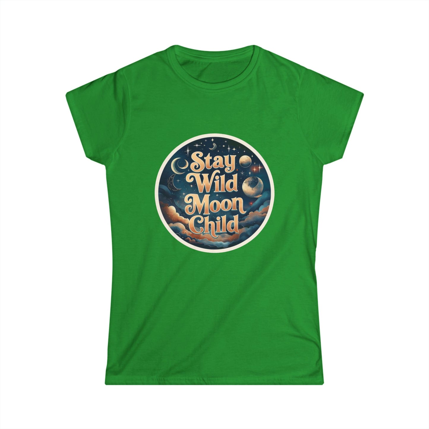 Stay Wild Moon Child T-Shirt - Retro Celestial Graphic Tee for Women, Moon Phases Shirt, Spiritual Boho Aesthetic Tee