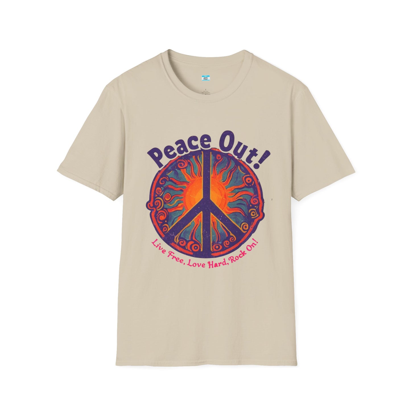 Peace Out! T-Shirt – Psychedelic Sun & Peace Sign Retro Rock Tee