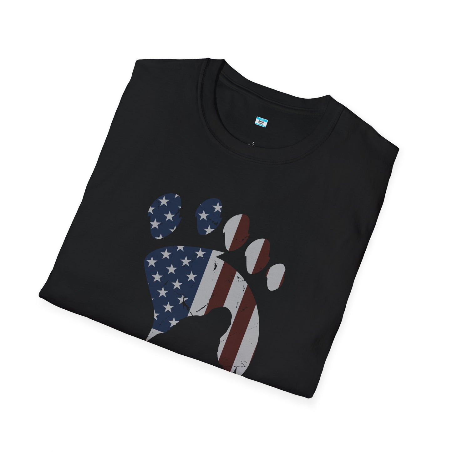 Patriotic Bigfoot Footprint T-Shirt, American Flag Sasquatch USA Tee