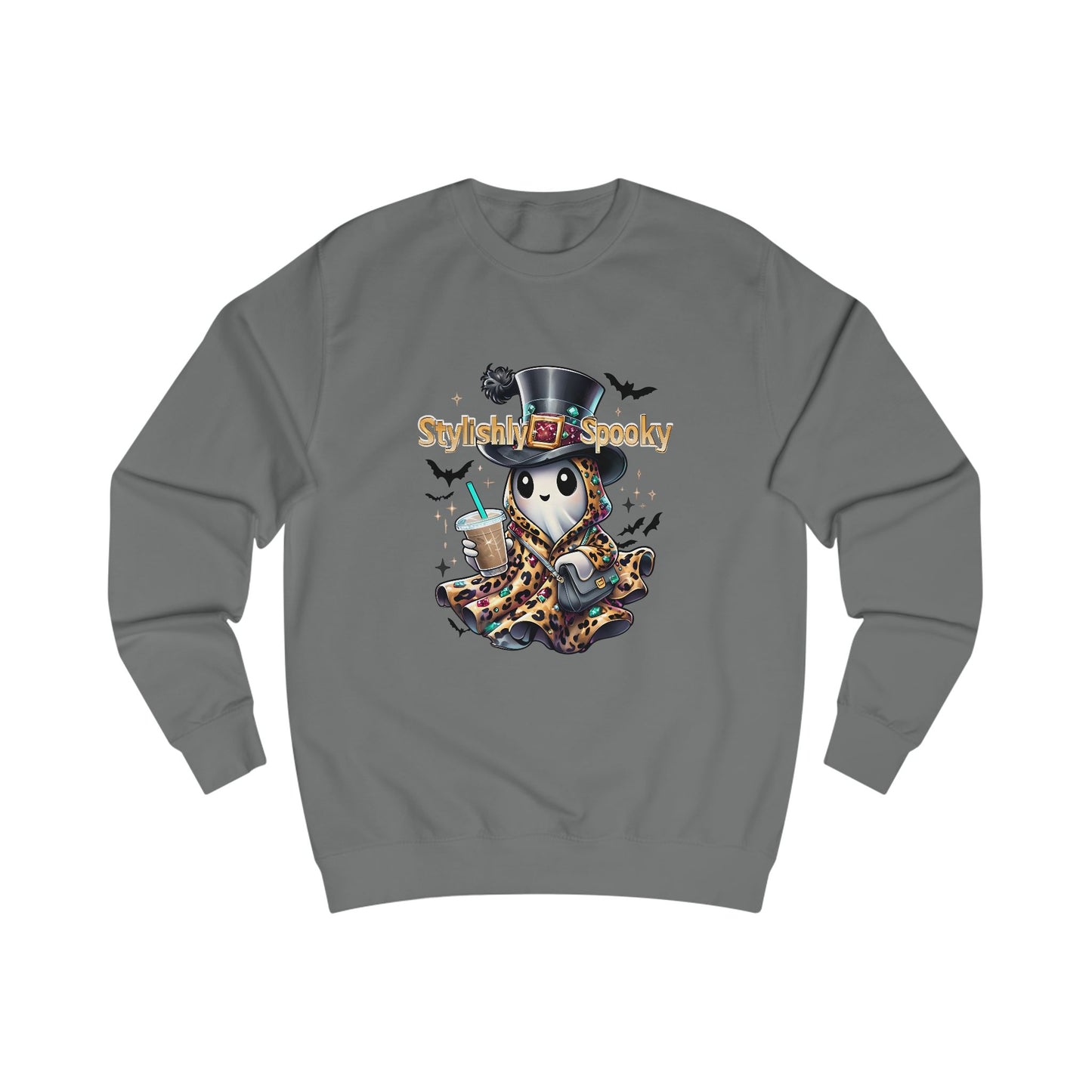 Stylishly Spooky Leopard Ghost Sweatshirt – Cozy Fall Halloween Pullover