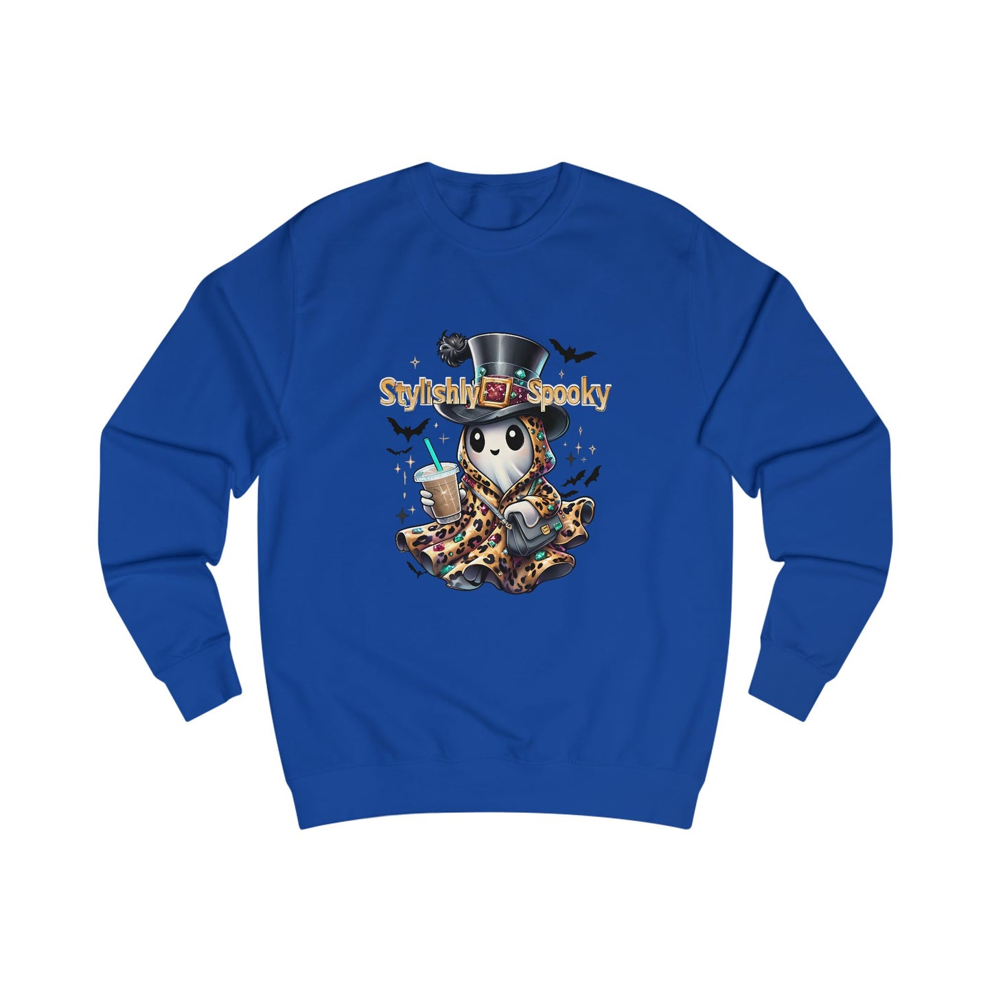 Stylishly Spooky Leopard Ghost Sweatshirt – Cozy Fall Halloween Pullover