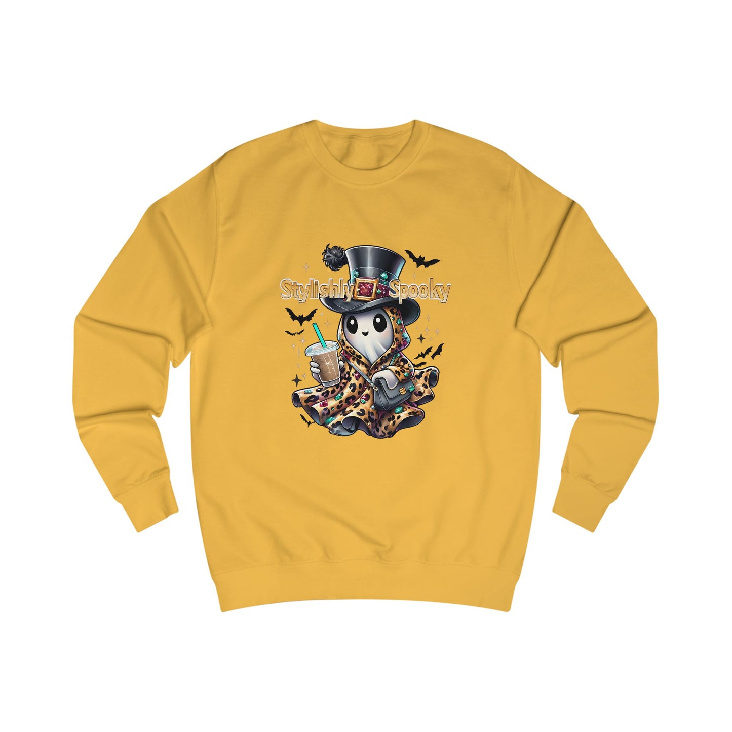 Stylishly Spooky Leopard Ghost Sweatshirt – Cozy Fall Halloween Pullover