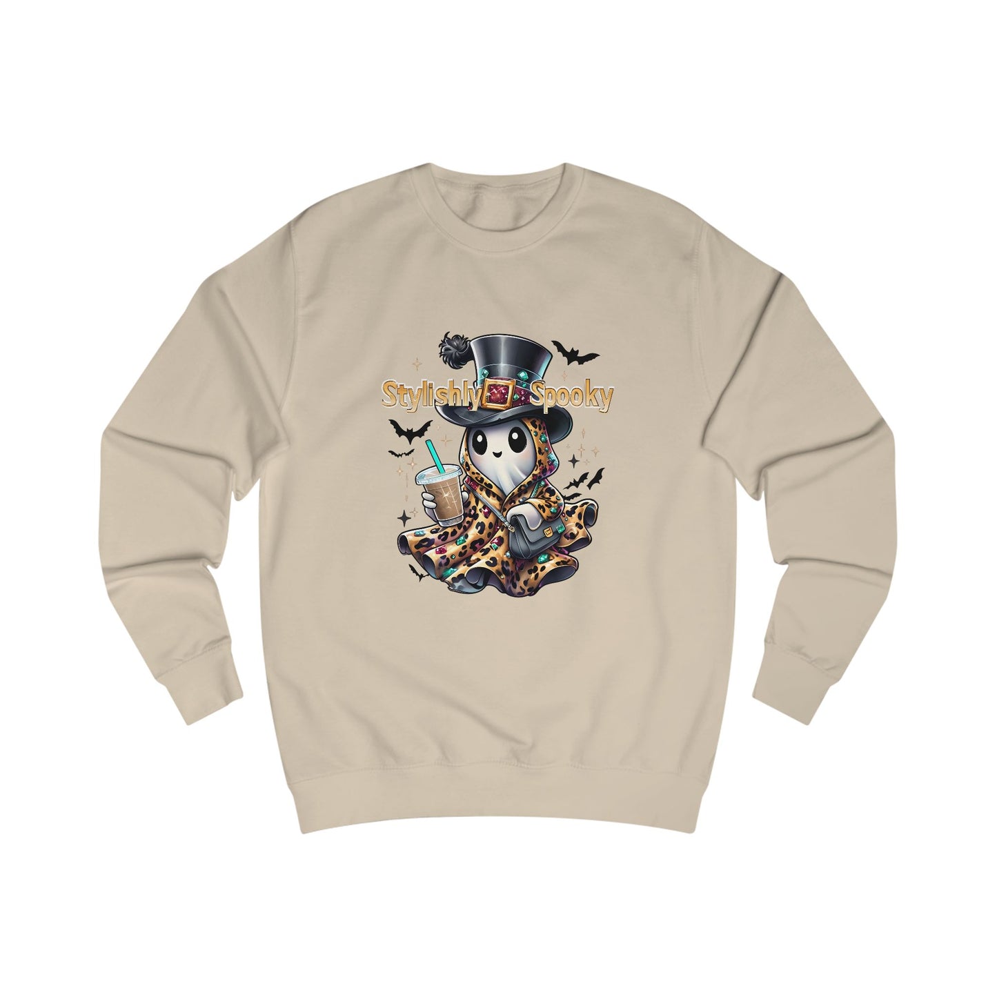 Stylishly Spooky Leopard Ghost Sweatshirt – Cozy Fall Halloween Pullover