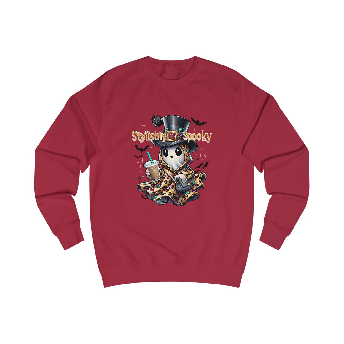 Stylishly Spooky Leopard Ghost Sweatshirt – Cozy Fall Halloween Pullover