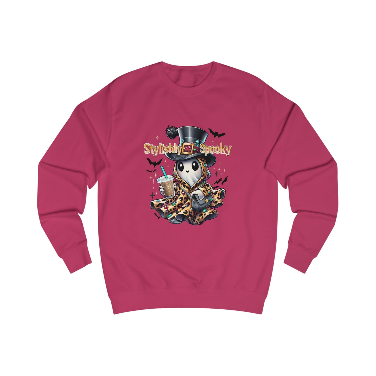 Stylishly Spooky Leopard Ghost Sweatshirt – Cozy Fall Halloween Pullover