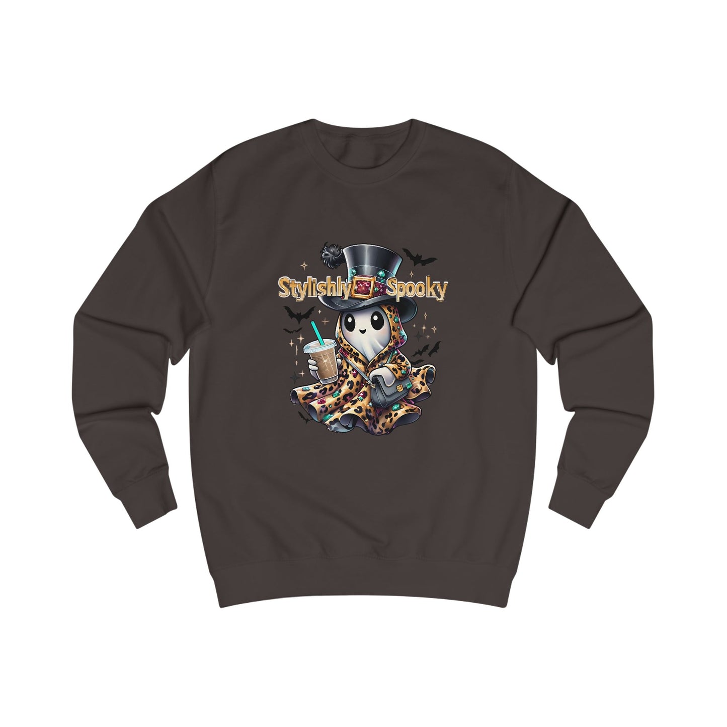 Stylishly Spooky Leopard Ghost Sweatshirt – Cozy Fall Halloween Pullover