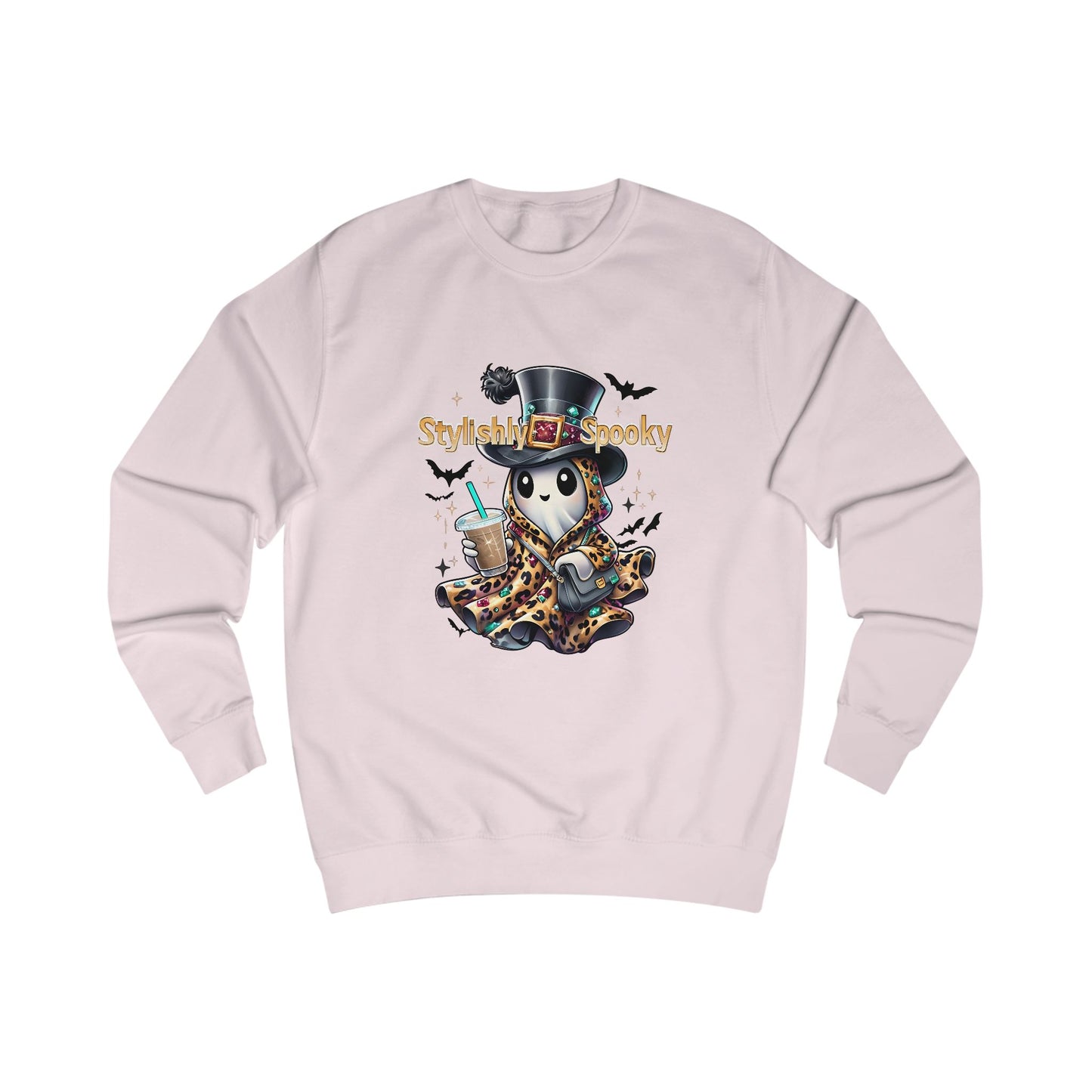 Stylishly Spooky Leopard Ghost Sweatshirt – Cozy Fall Halloween Pullover