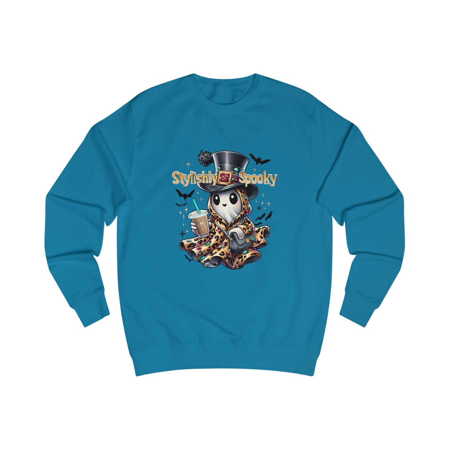 Stylishly Spooky Leopard Ghost Sweatshirt – Cozy Fall Halloween Pullover