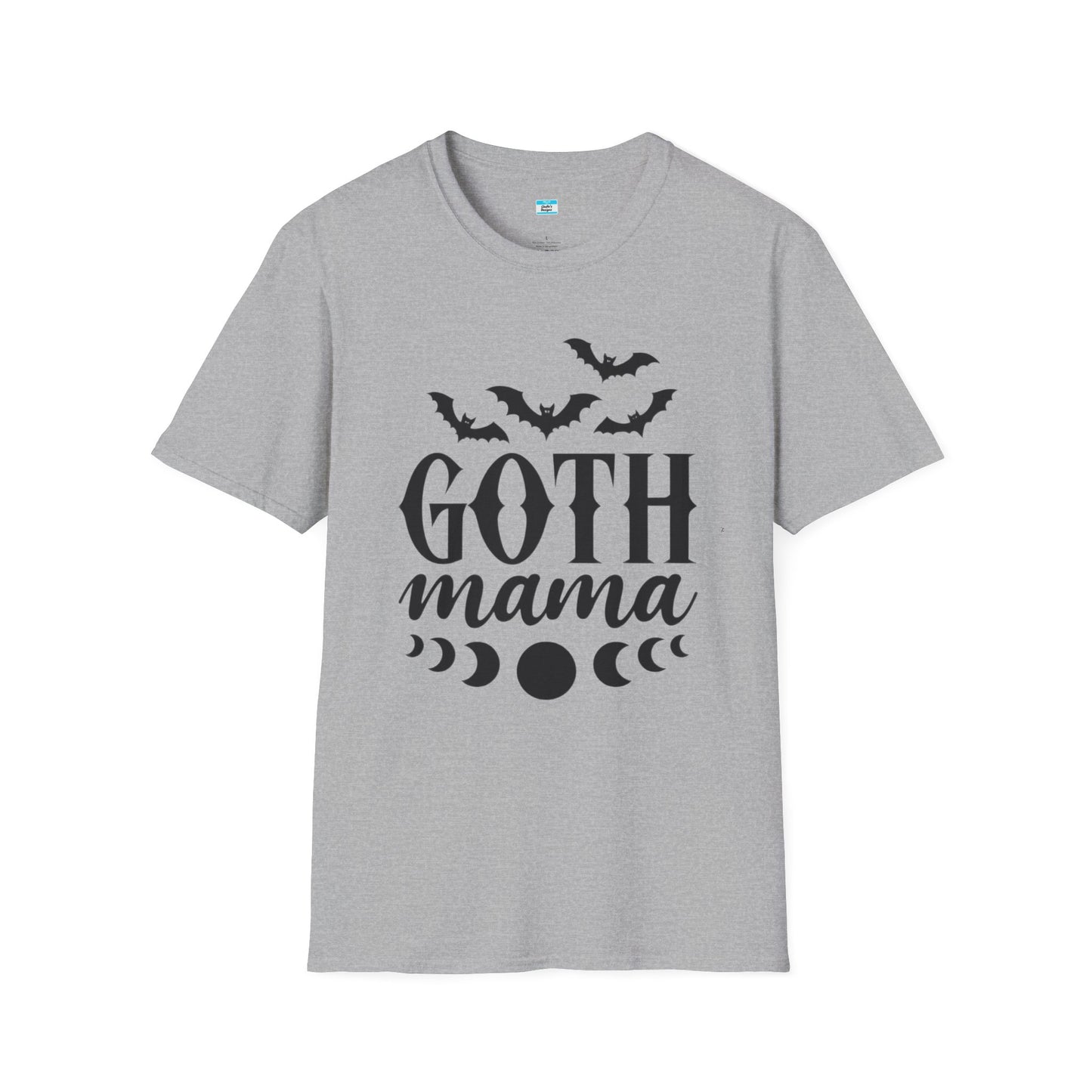 Goth Mama T-Shirt β Moon Phase & Bat Graphic Tee for Spooky Moms