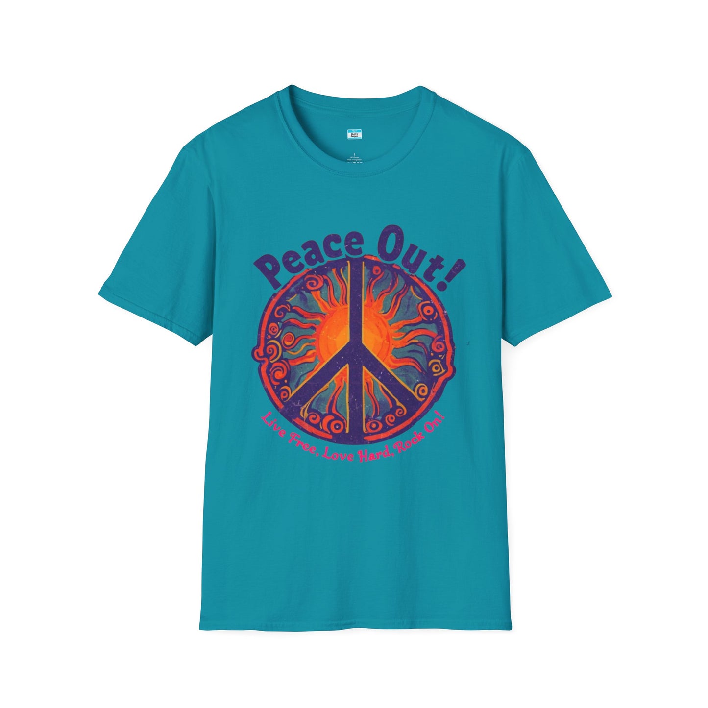 Peace Out! T-Shirt – Psychedelic Sun & Peace Sign Retro Rock Tee