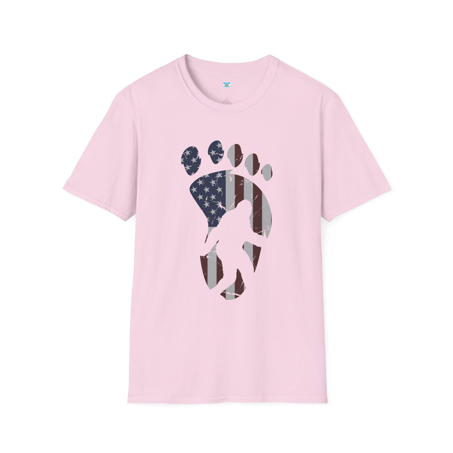 Patriotic Bigfoot Footprint T-Shirt, American Flag Sasquatch USA Tee
