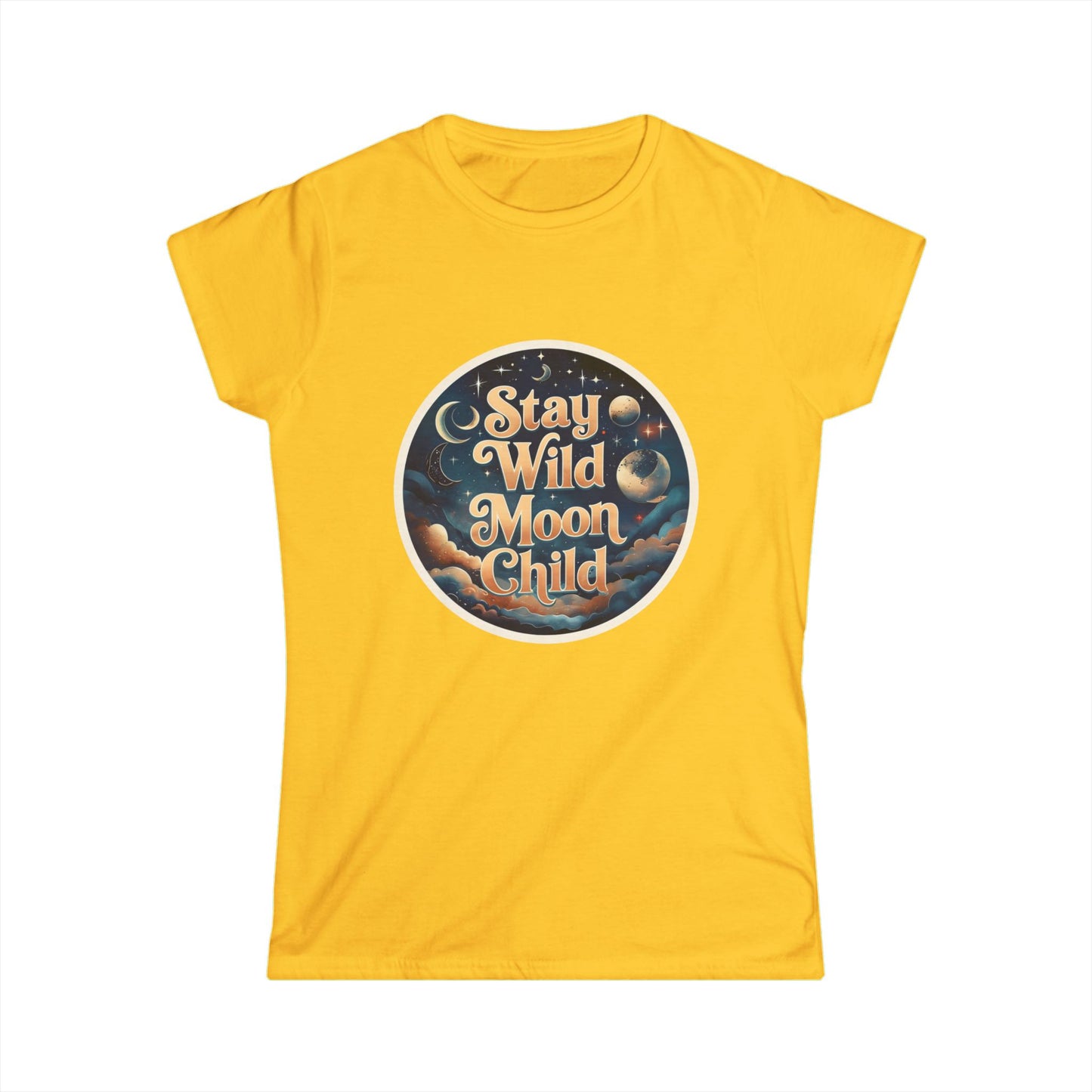 Stay Wild Moon Child T-Shirt - Retro Celestial Graphic Tee for Women, Moon Phases Shirt, Spiritual Boho Aesthetic Tee