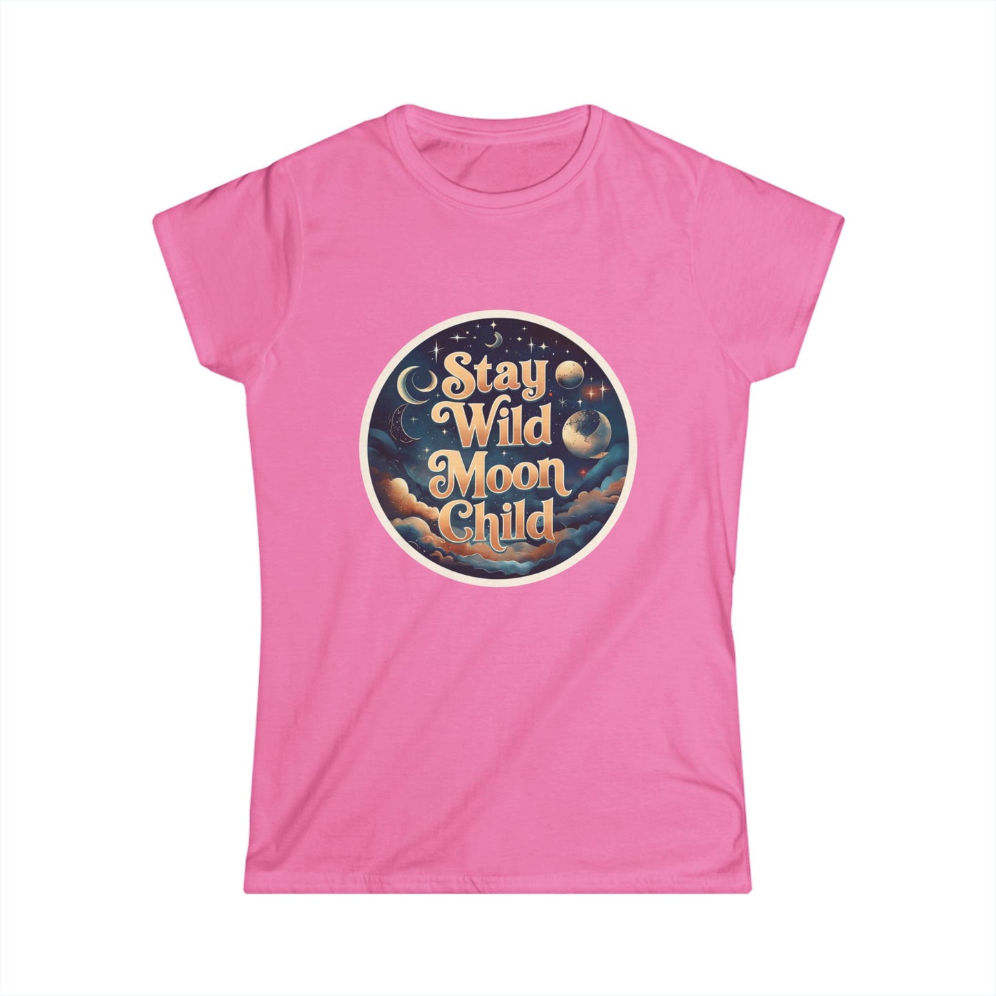 Stay Wild Moon Child T-Shirt - Retro Celestial Graphic Tee for Women, Moon Phases Shirt, Spiritual Boho Aesthetic Tee