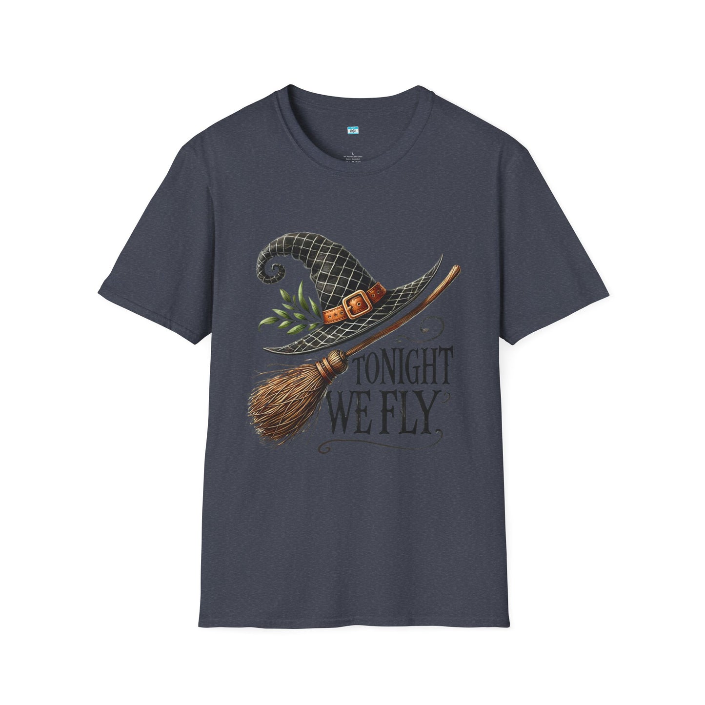 Tonight We Fly T-Shirt – Witch Hat and Broom Graphic Tee, Halloween Witchy Shirt