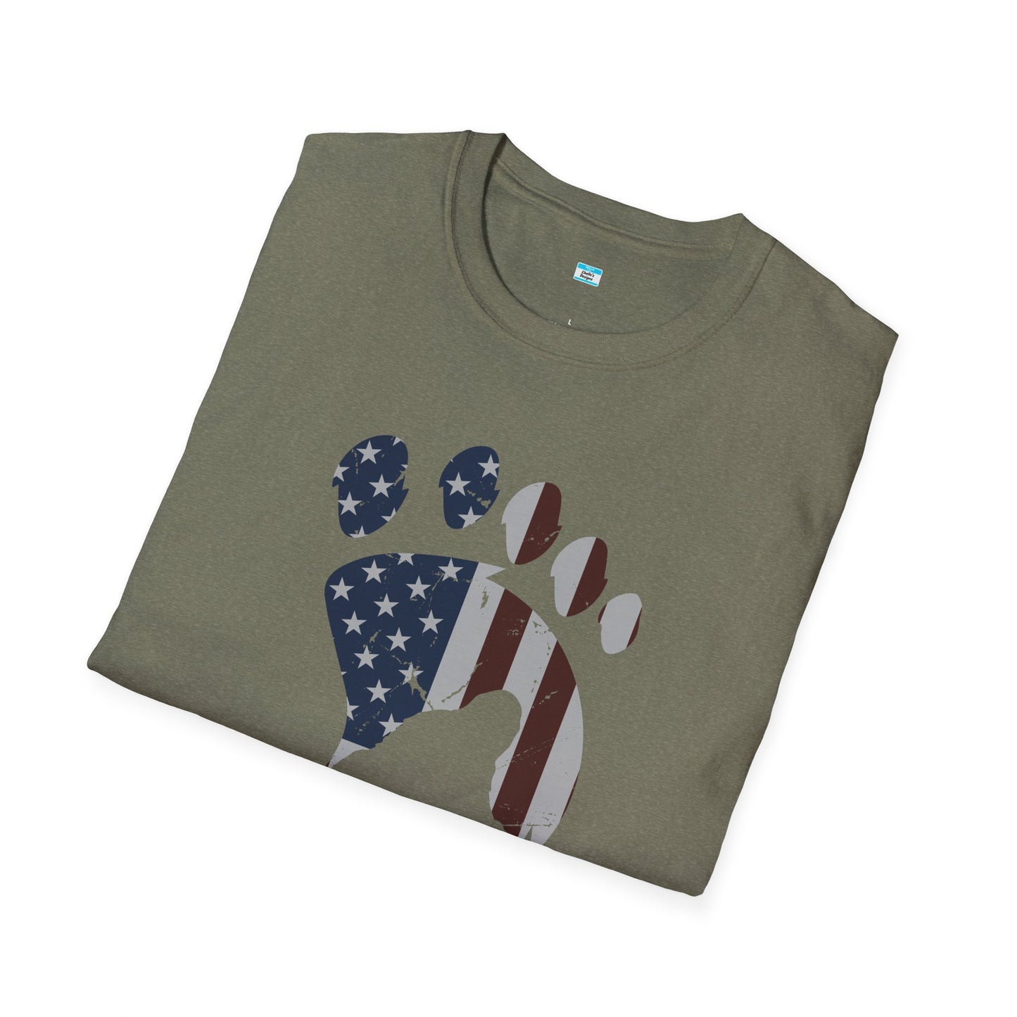 Patriotic Bigfoot Footprint T-Shirt, American Flag Sasquatch USA Tee