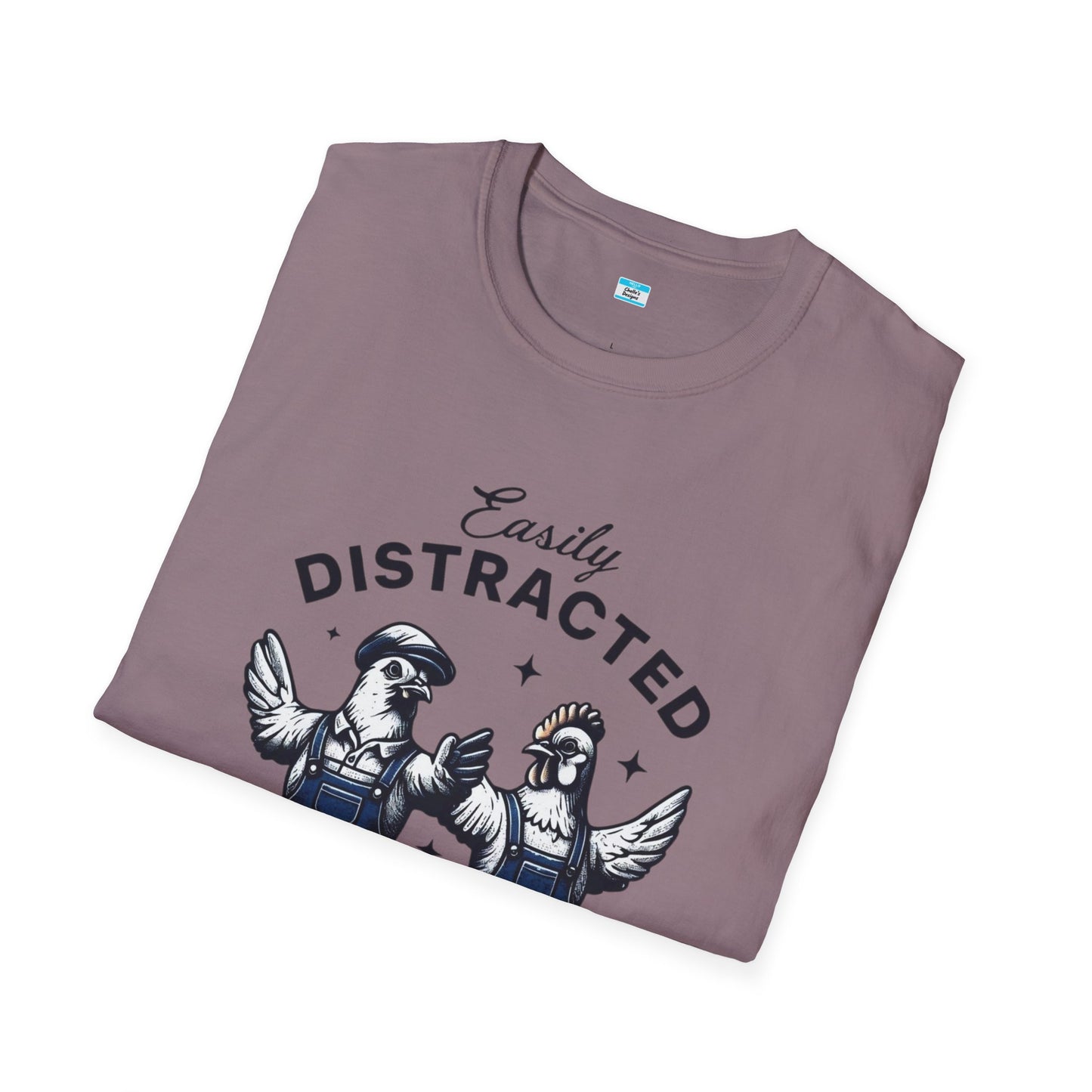 Easily Distracted by Peckers T-Shirt – Funny Chicken Graphic Tee, Farm Animal Humor Shirt