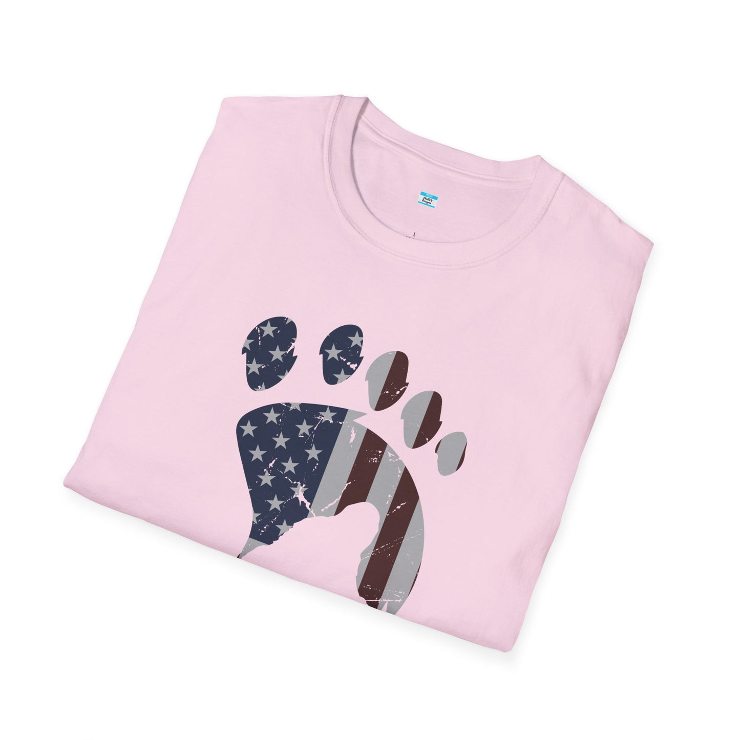 Patriotic Bigfoot Footprint T-Shirt, American Flag Sasquatch USA Tee