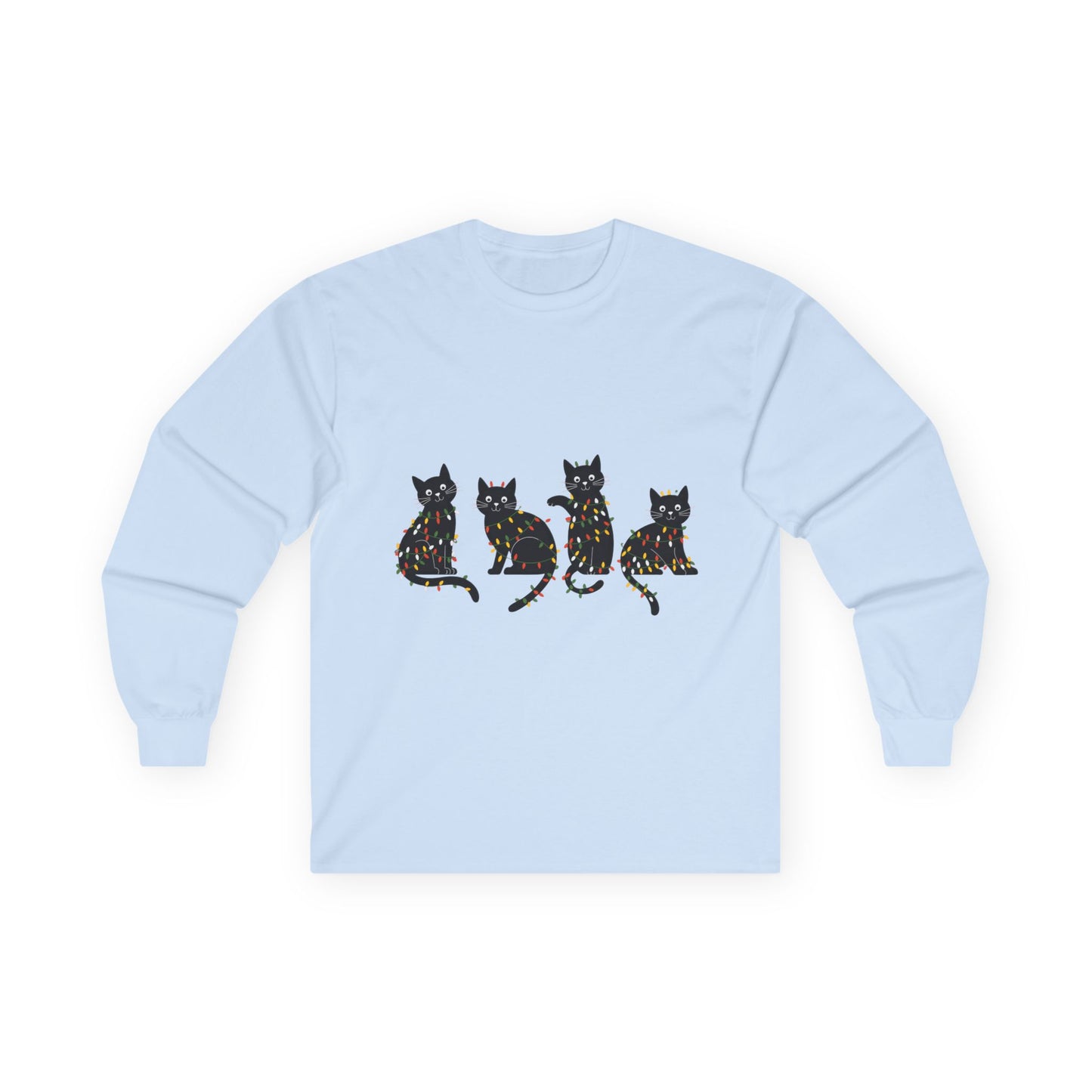 Black Cats with Christmas Lights Shirt β Funny Holiday Cat Lover Tee