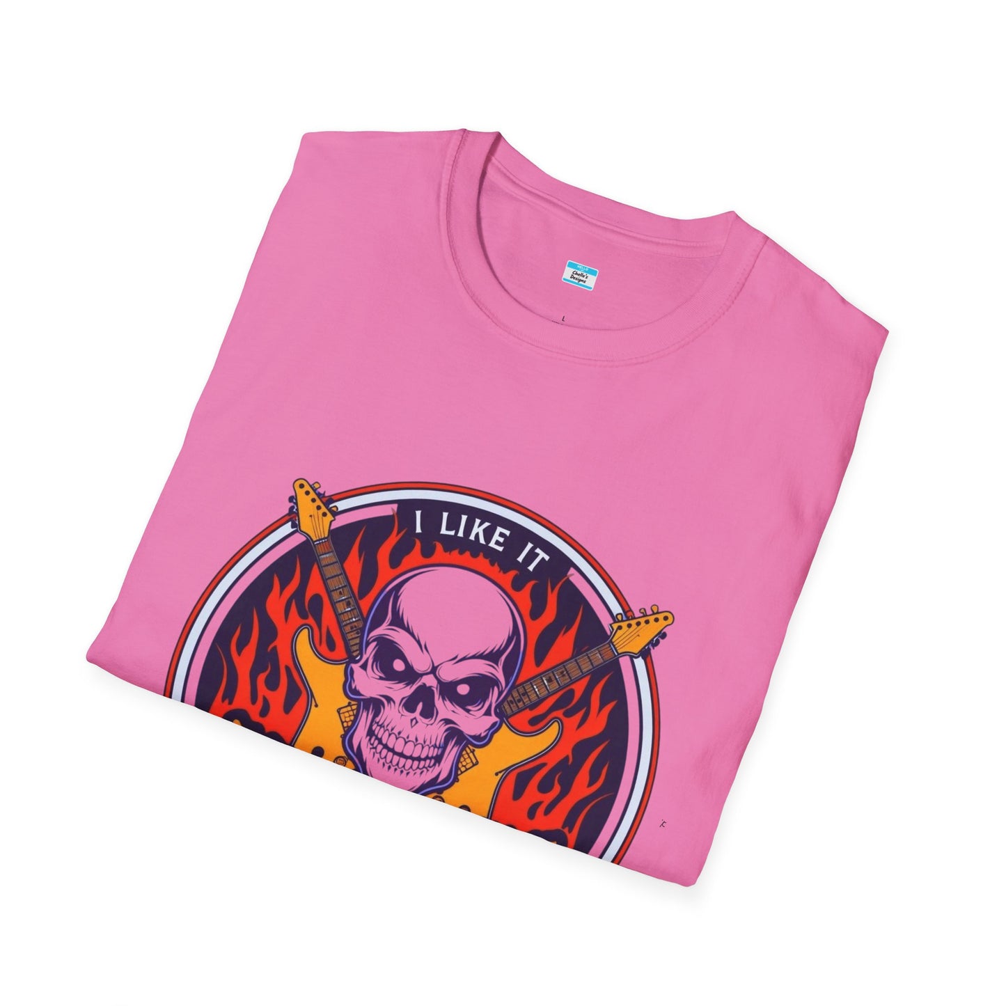 I Like It Heavy T-Shirt – Skull, Flames & Guitars Heavy Metal Rock Tee