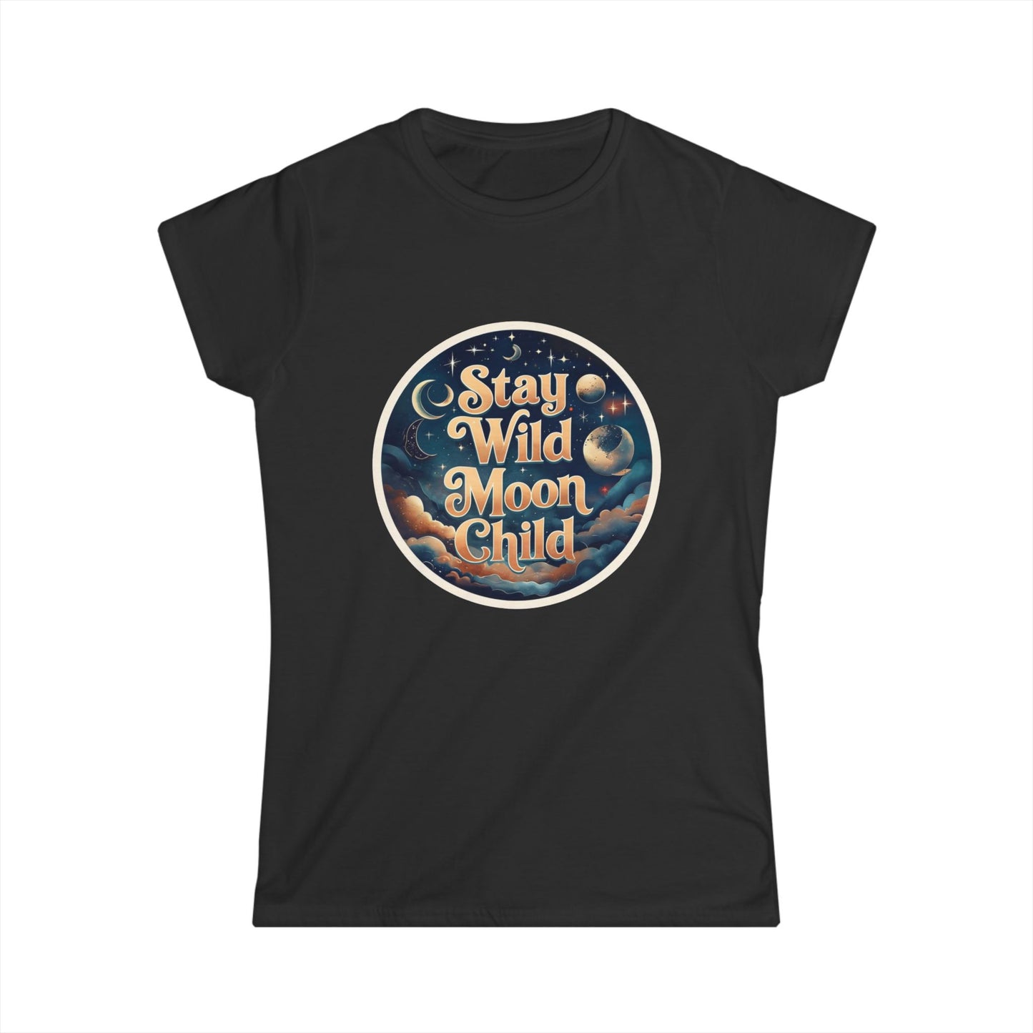 Stay Wild Moon Child T-Shirt - Retro Celestial Graphic Tee for Women, Moon Phases Shirt, Spiritual Boho Aesthetic Tee
