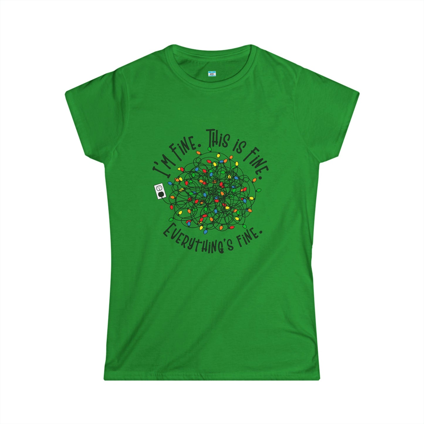 I’m Fine This Is Fine Everything’s Fine T-Shirt – Funny Tangled Christmas Lights Tee